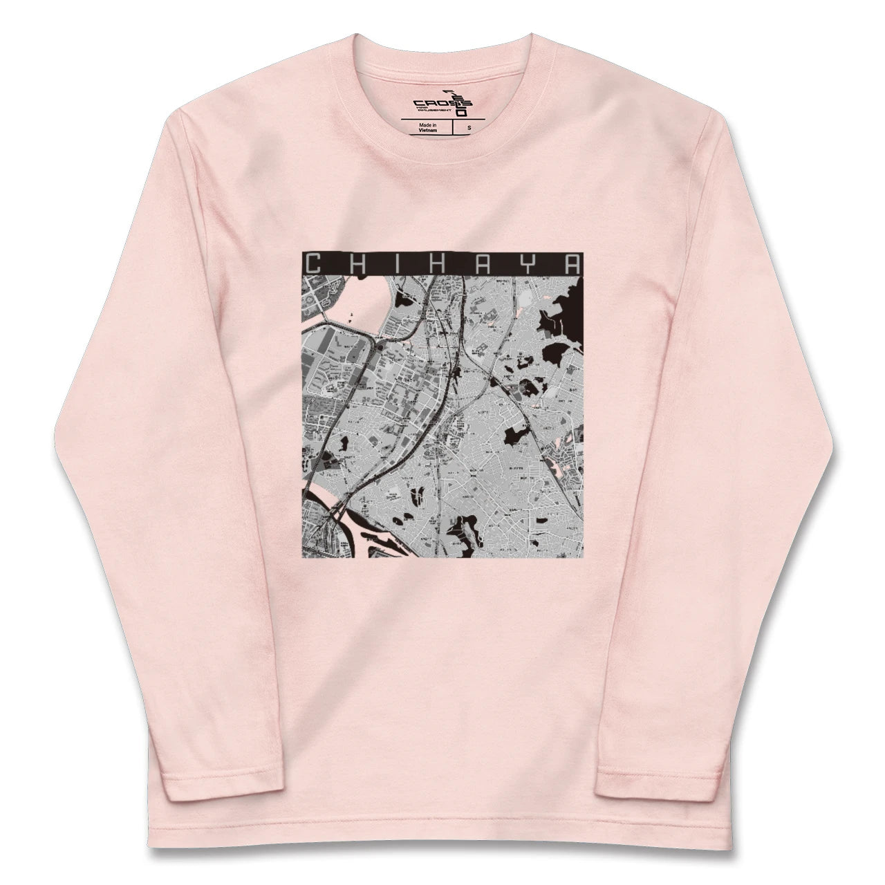 【千早(福岡県)】地図柄ロングスリーブTシャツ