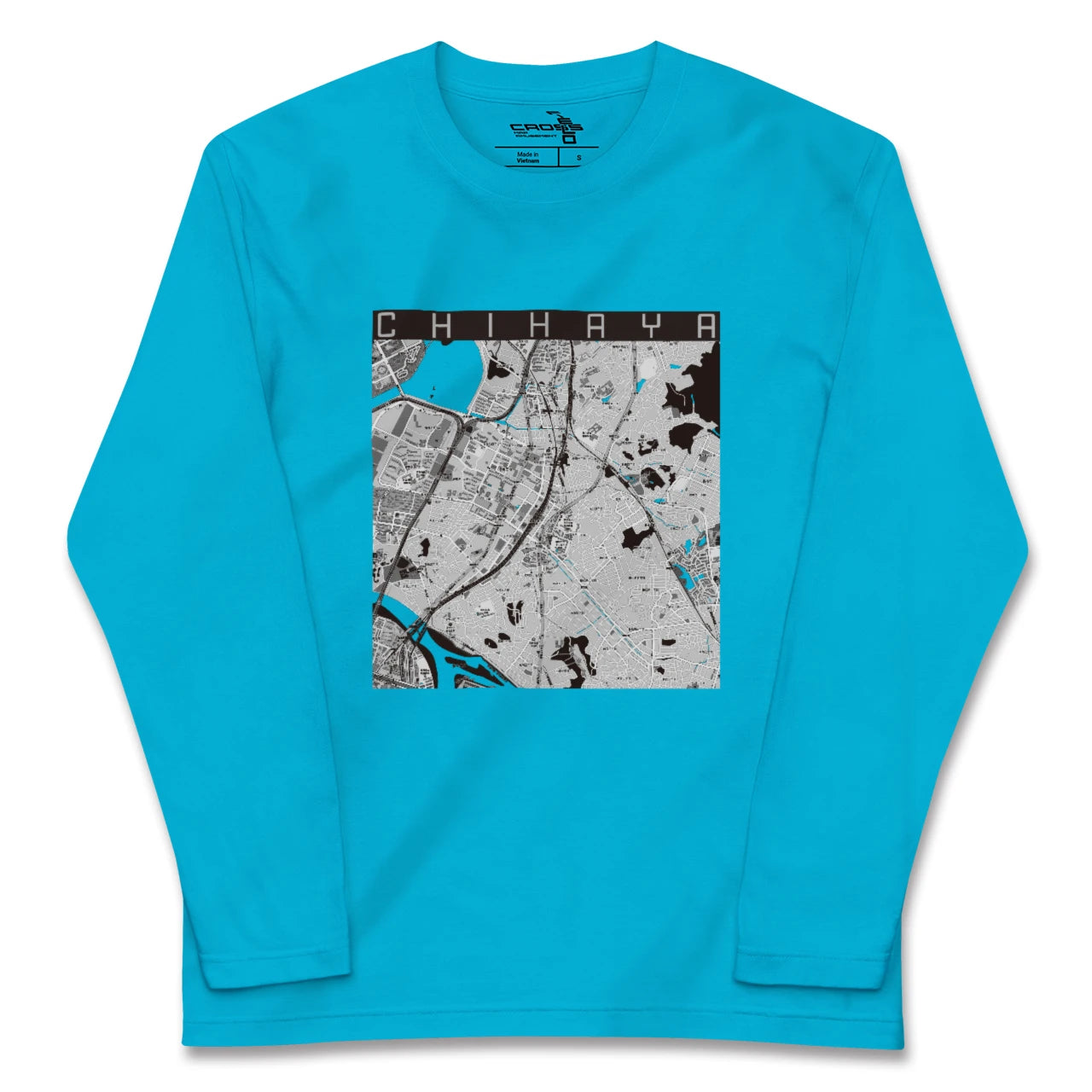 【千早(福岡県)】地図柄ロングスリーブTシャツ