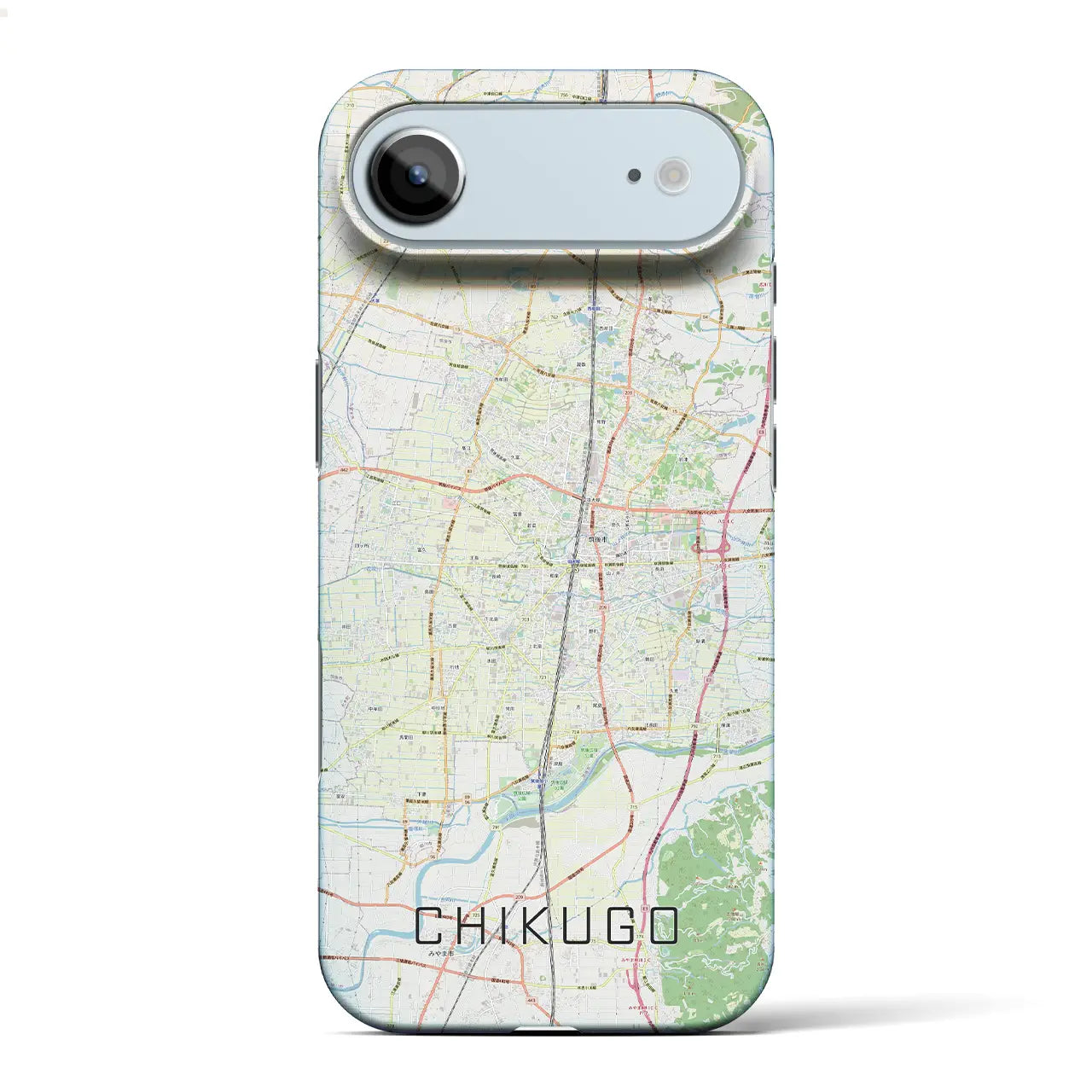 【筑後(福岡県)】地図柄iPhoneケース(バックカバータイプ)ブラック・iPhone 17 Pro Max 用