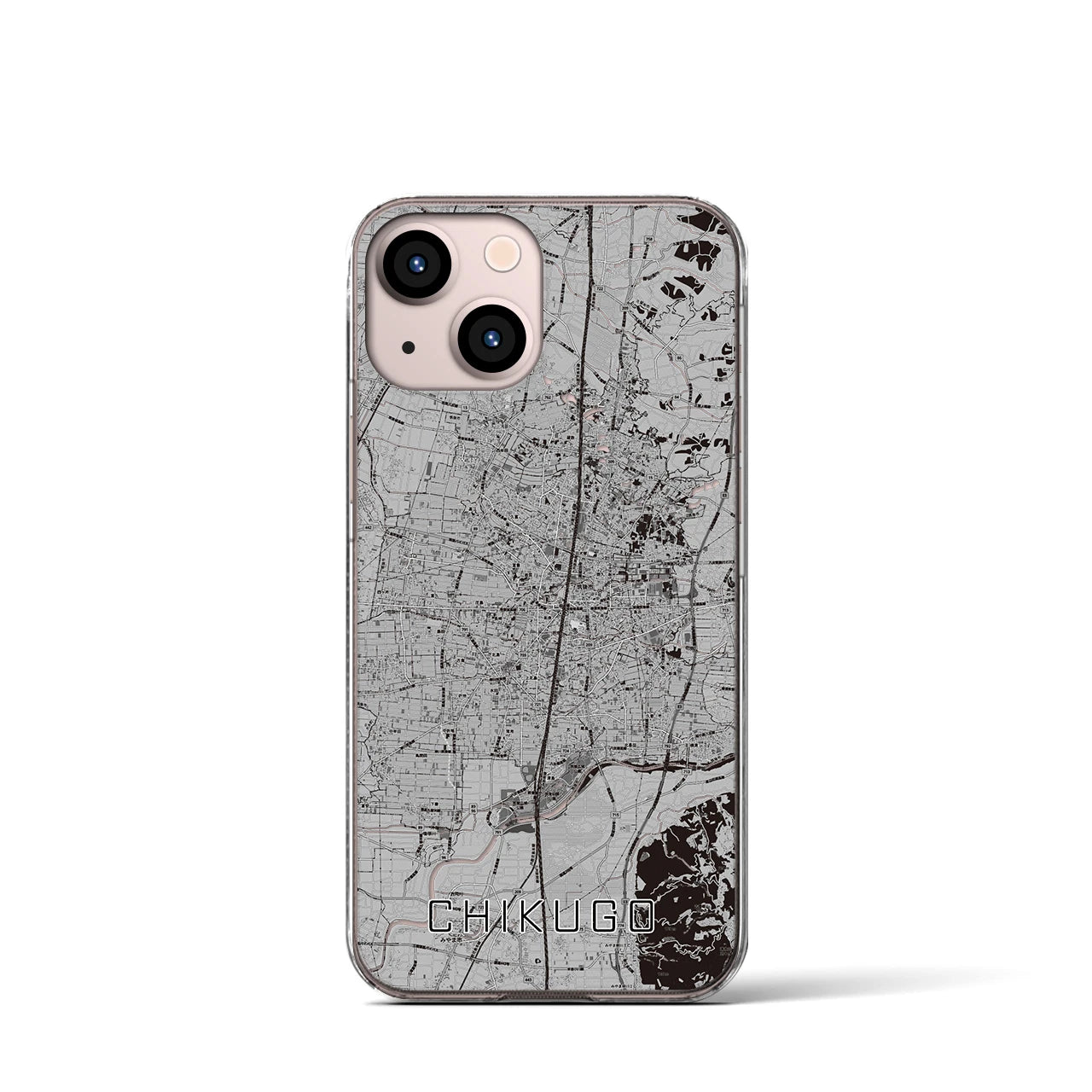 【筑後(福岡県)】地図柄iPhoneケース(クリアタイプ)