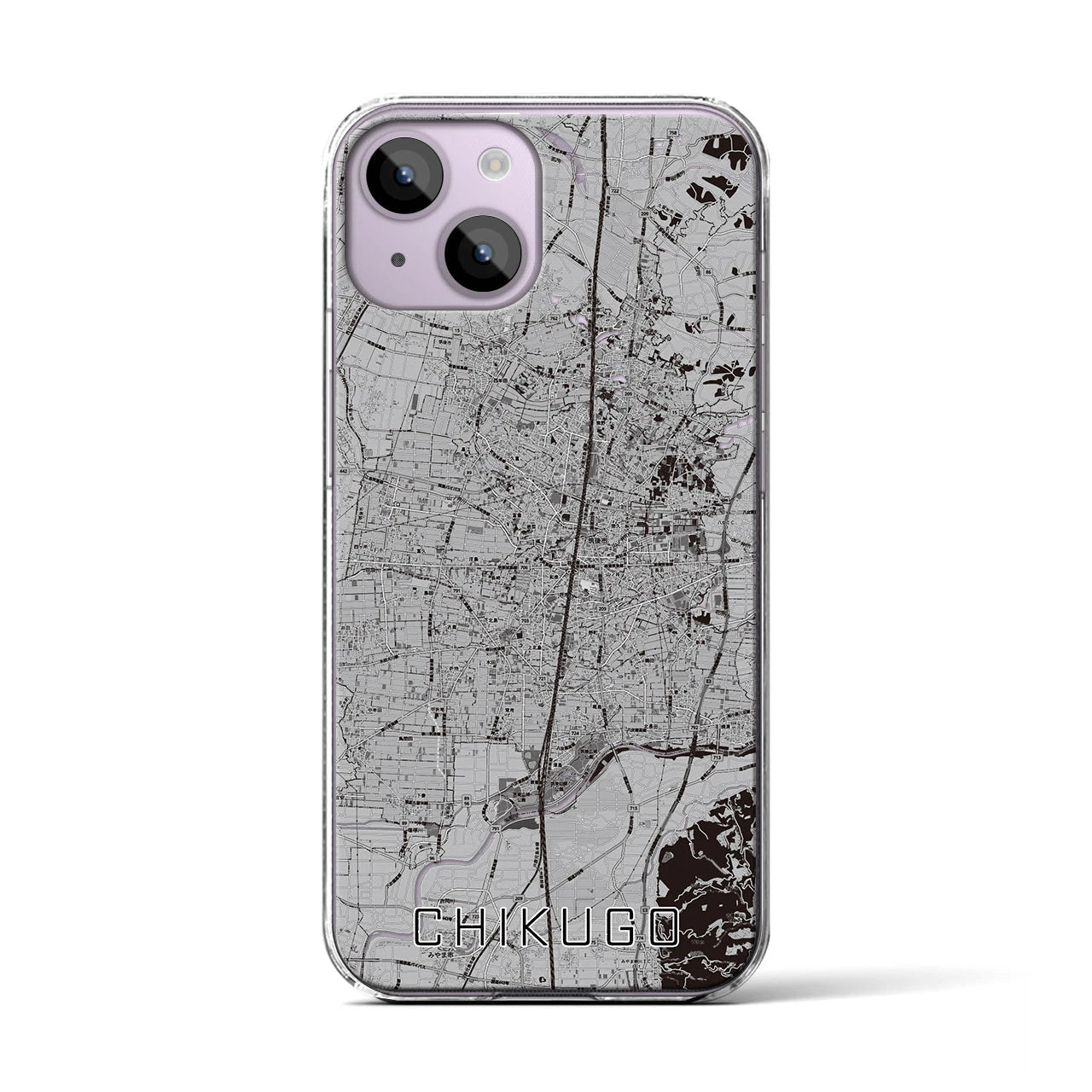 【筑後(福岡県)】地図柄iPhoneケース(クリアタイプ)