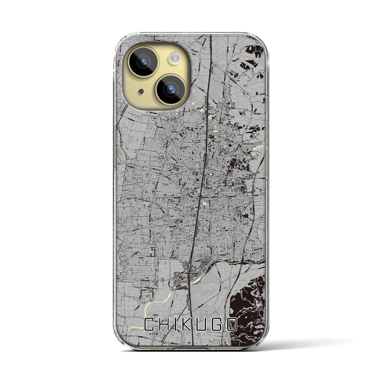 【筑後(福岡県)】地図柄iPhoneケース(クリアタイプ)