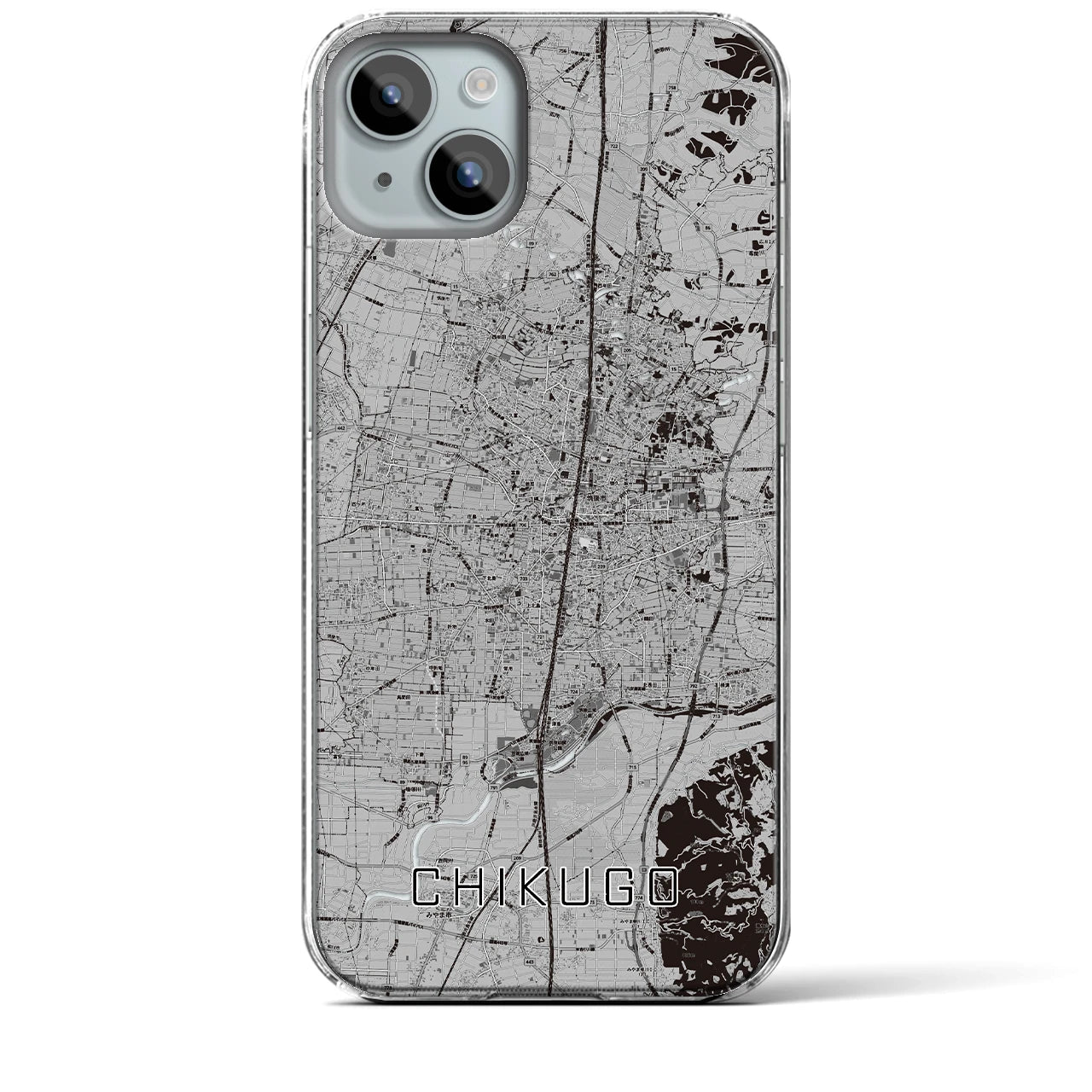 【筑後(福岡県)】地図柄iPhoneケース(クリアタイプ)