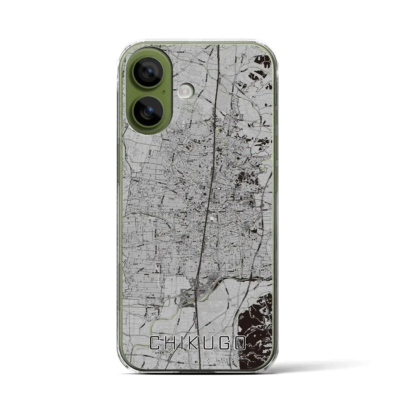 【筑後(福岡県)】地図柄iPhoneケース(クリアタイプ)