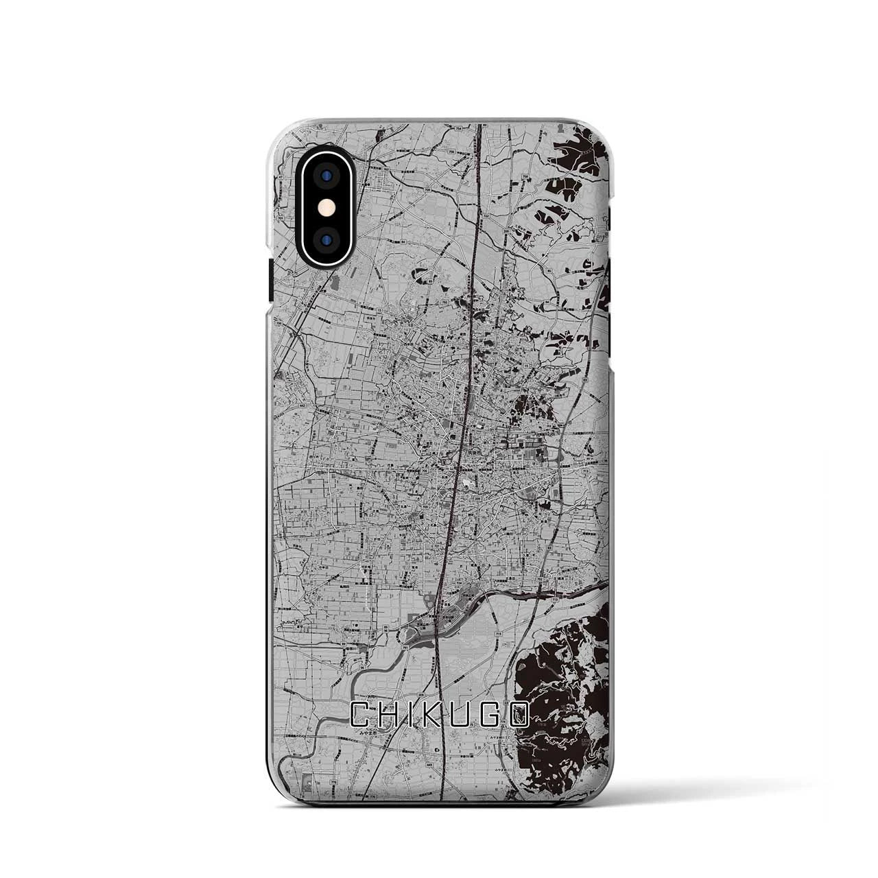 【筑後(福岡県)】地図柄iPhoneケース(クリアタイプ)モノトーン・iPhone XS / X 用