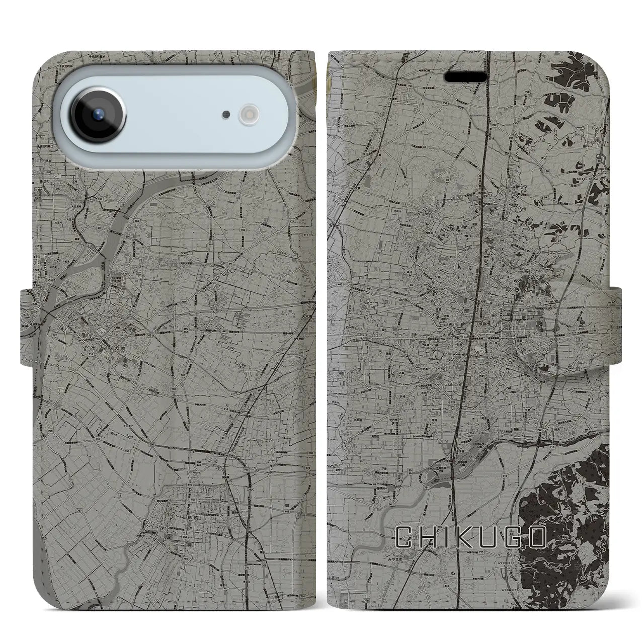 【筑後(福岡県)】地図柄iPhoneケース(手帳タイプ)