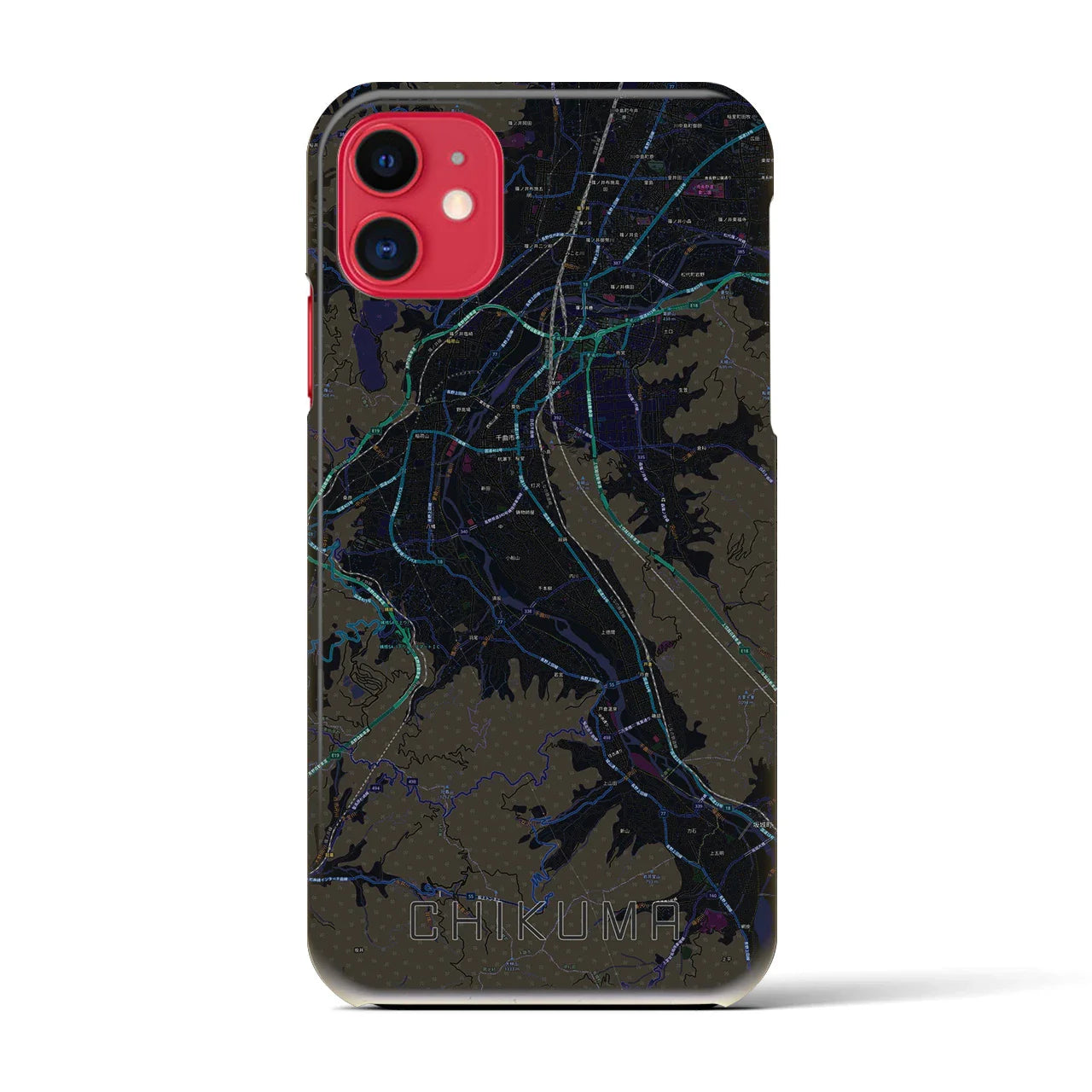 【千曲(長野県)】地図柄iPhoneケース(バックカバータイプ)