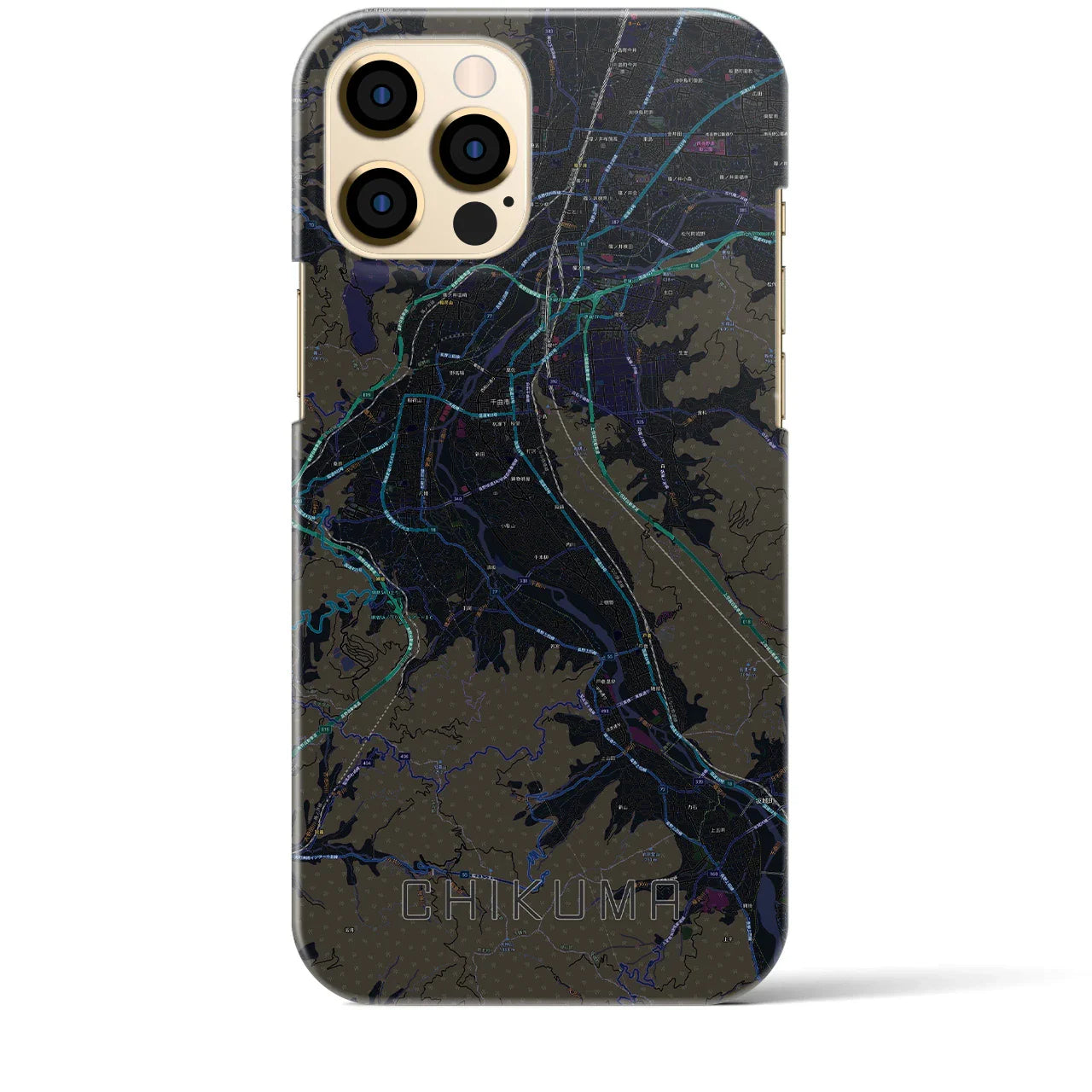 【千曲(長野県)】地図柄iPhoneケース(バックカバータイプ)
