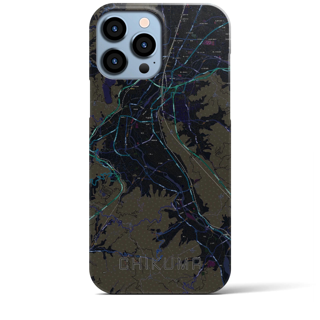 【千曲(長野県)】地図柄iPhoneケース(バックカバータイプ)