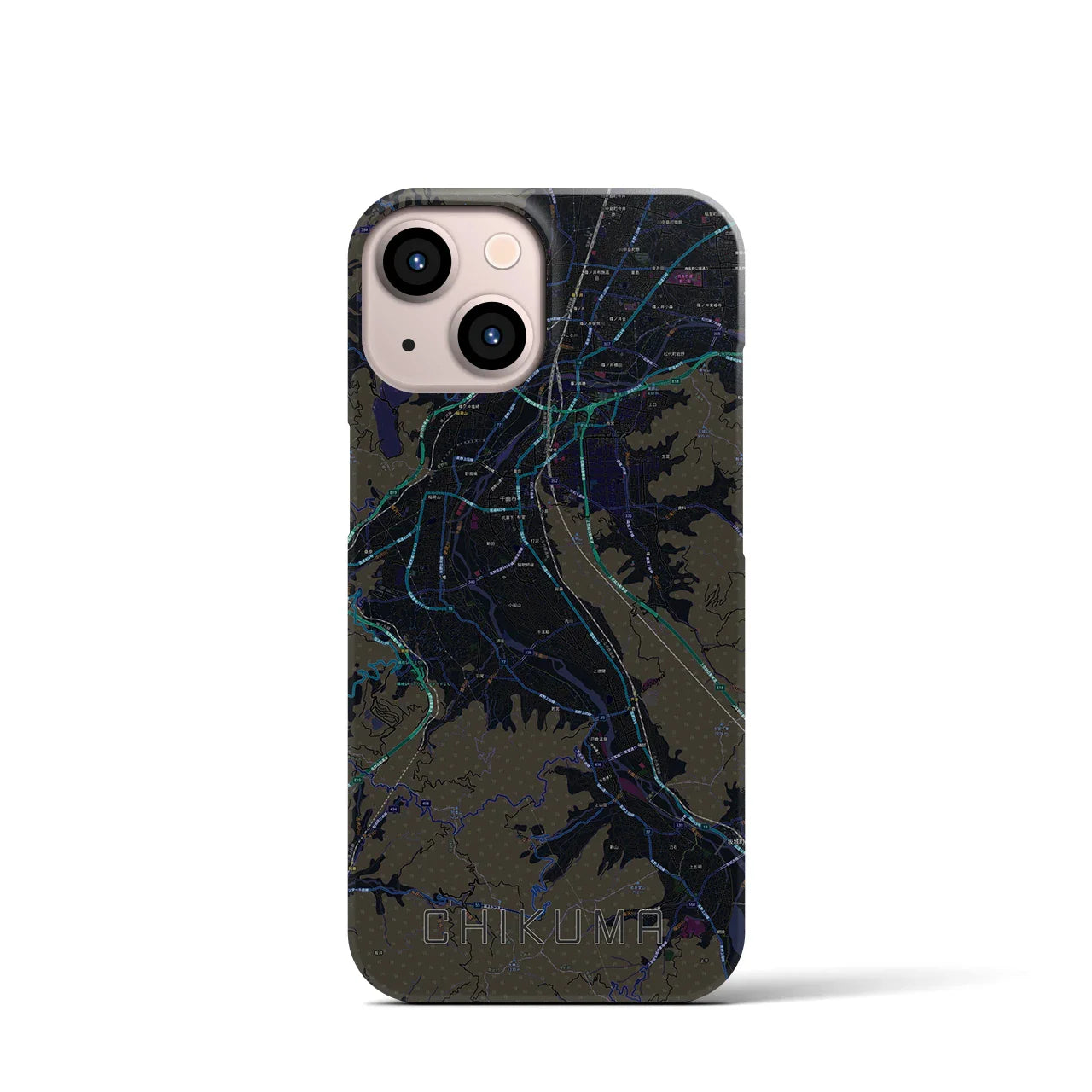 【千曲(長野県)】地図柄iPhoneケース(バックカバータイプ)