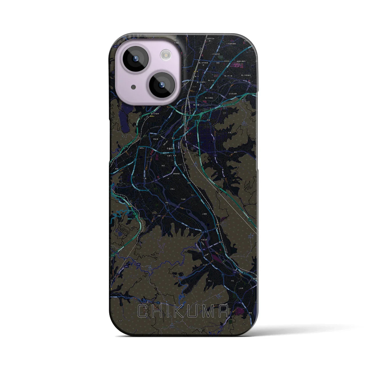 【千曲(長野県)】地図柄iPhoneケース(バックカバータイプ)