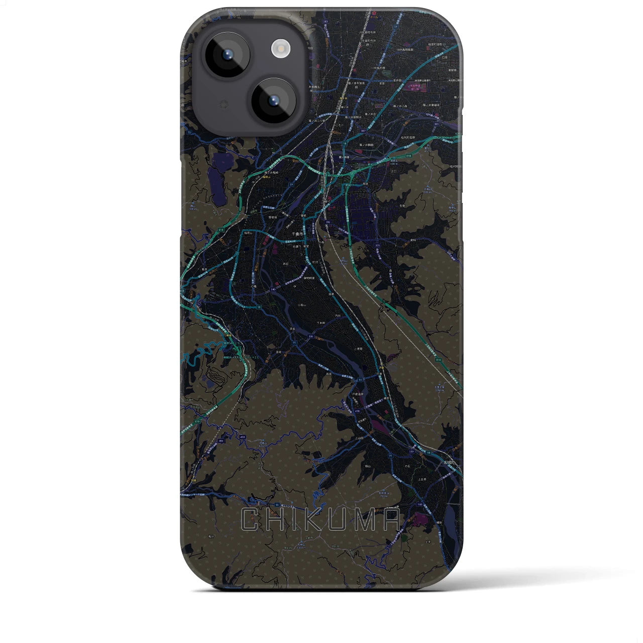 【千曲(長野県)】地図柄iPhoneケース(バックカバータイプ)