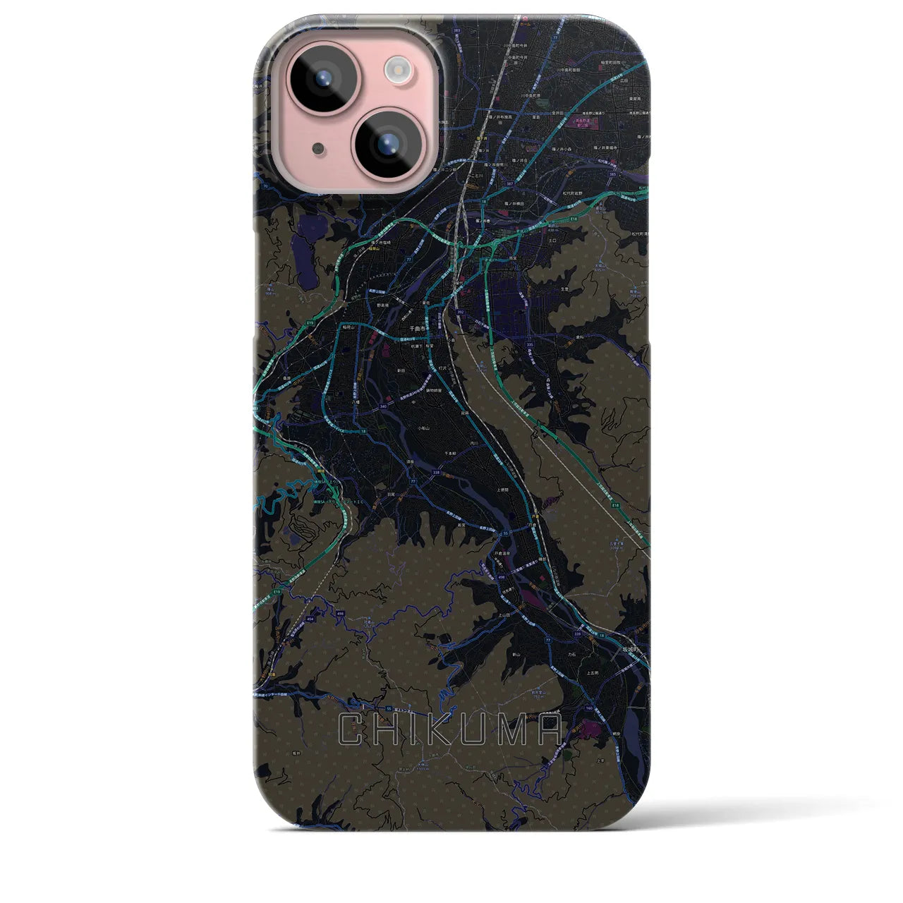 【千曲(長野県)】地図柄iPhoneケース(バックカバータイプ)