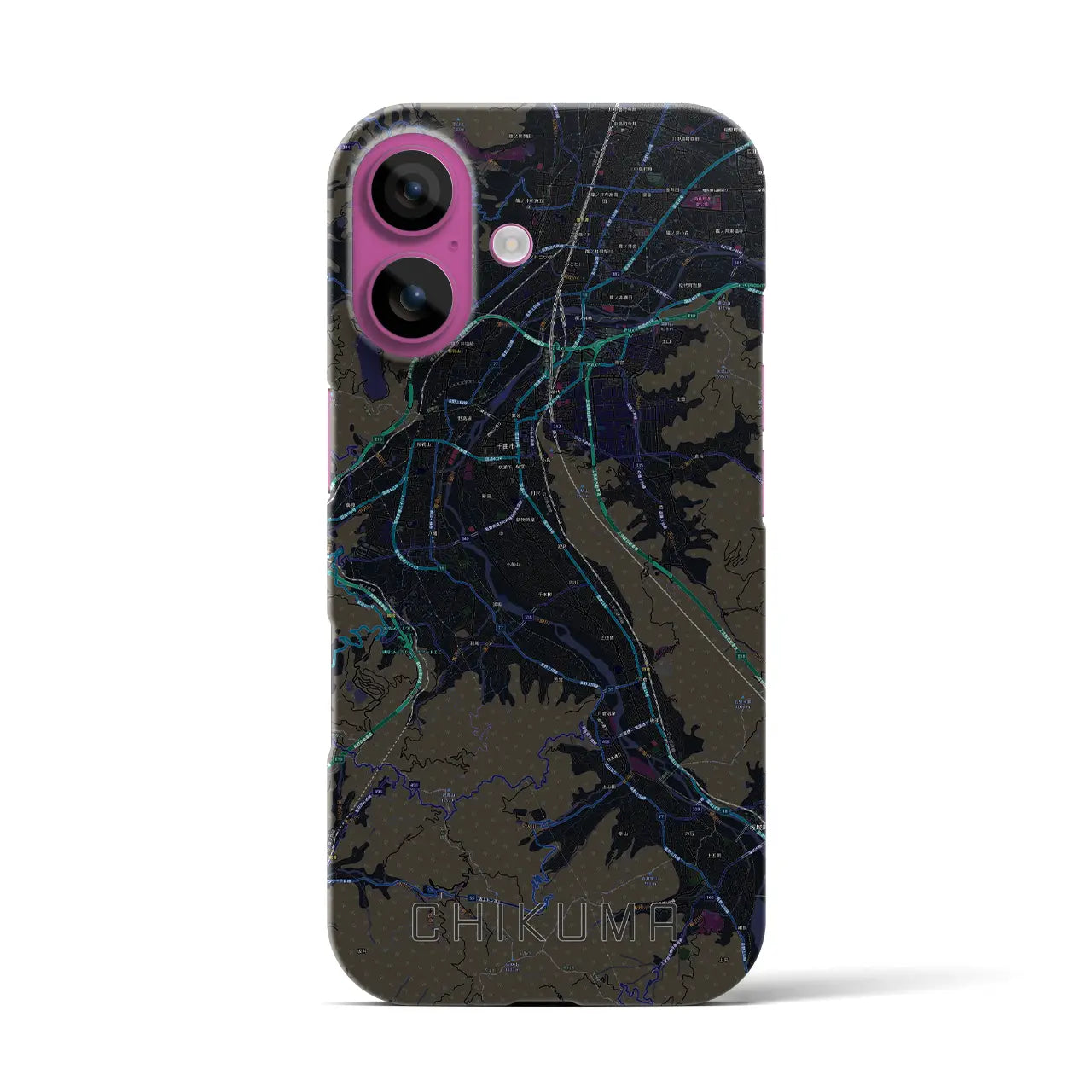 【千曲(長野県)】地図柄iPhoneケース(バックカバータイプ)