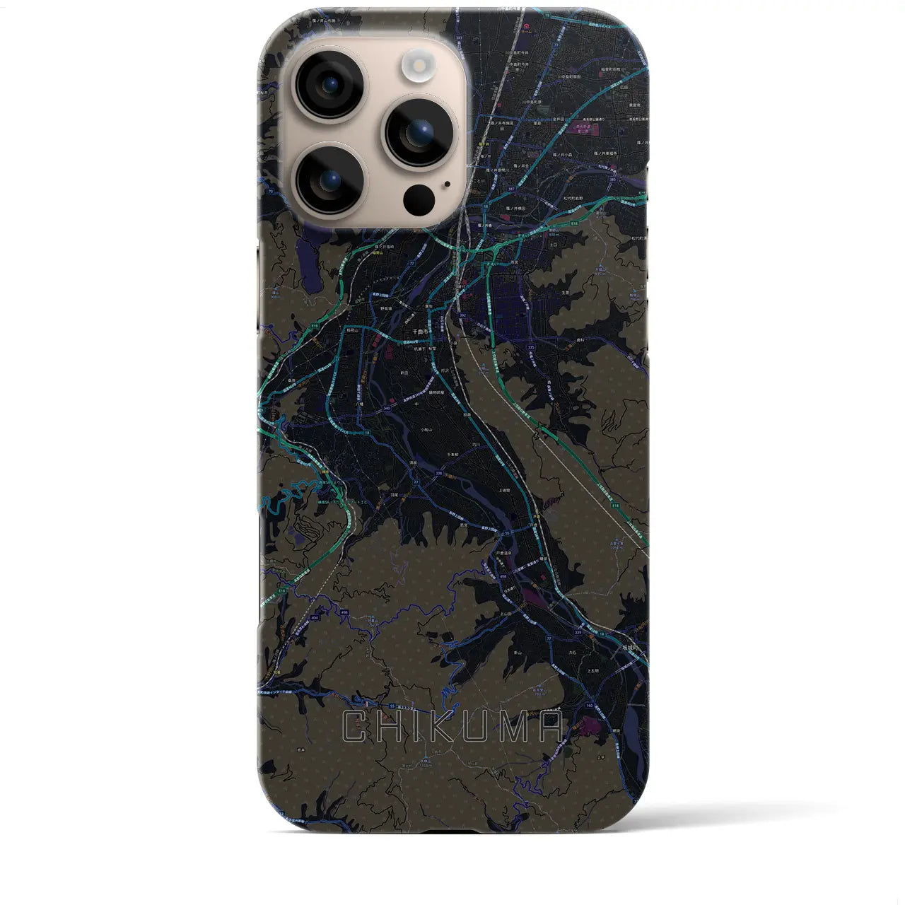 【千曲(長野県)】地図柄iPhoneケース(バックカバータイプ)