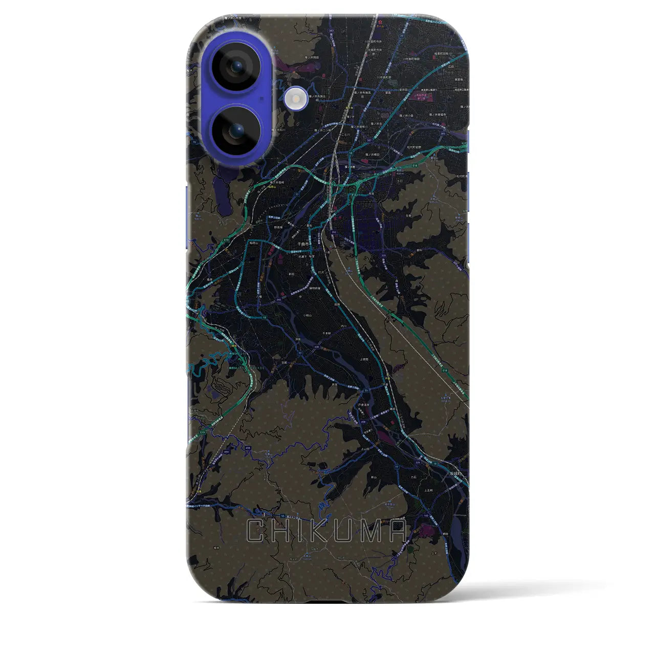 【千曲(長野県)】地図柄iPhoneケース(バックカバータイプ)