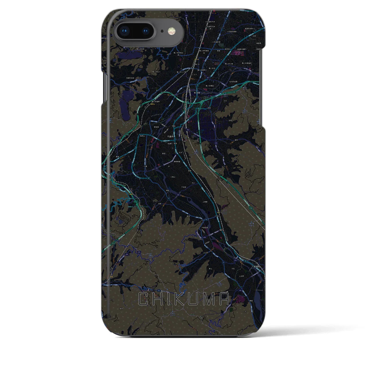 【千曲(長野県)】地図柄iPhoneケース(バックカバータイプ)