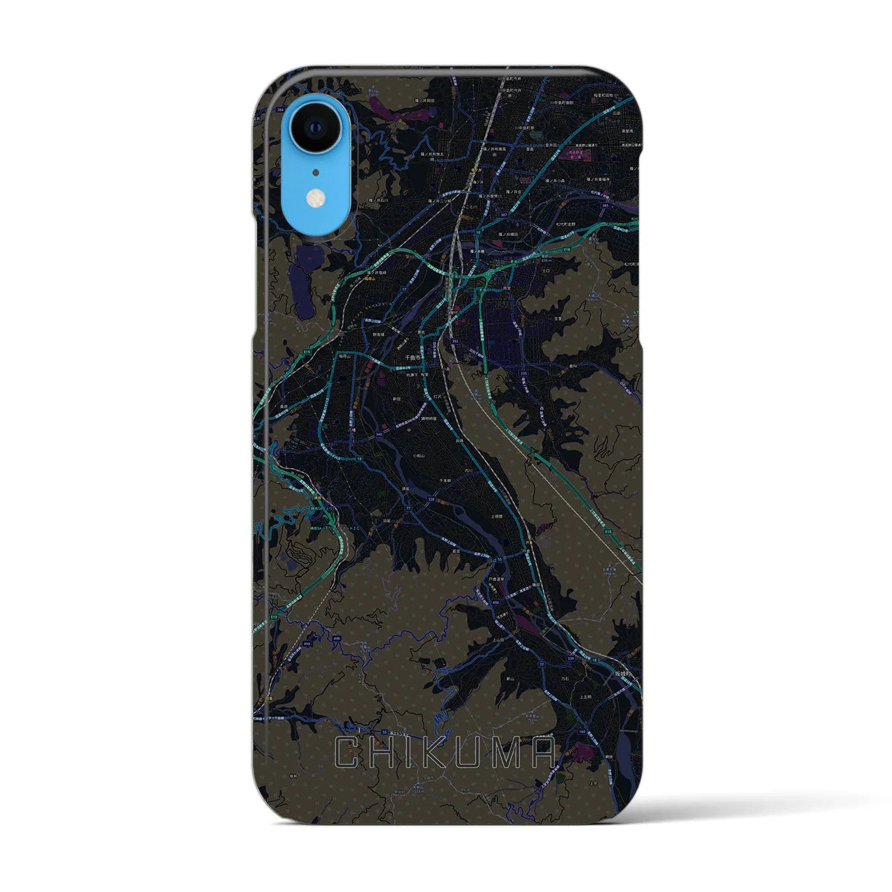 【千曲(長野県)】地図柄iPhoneケース(バックカバータイプ)