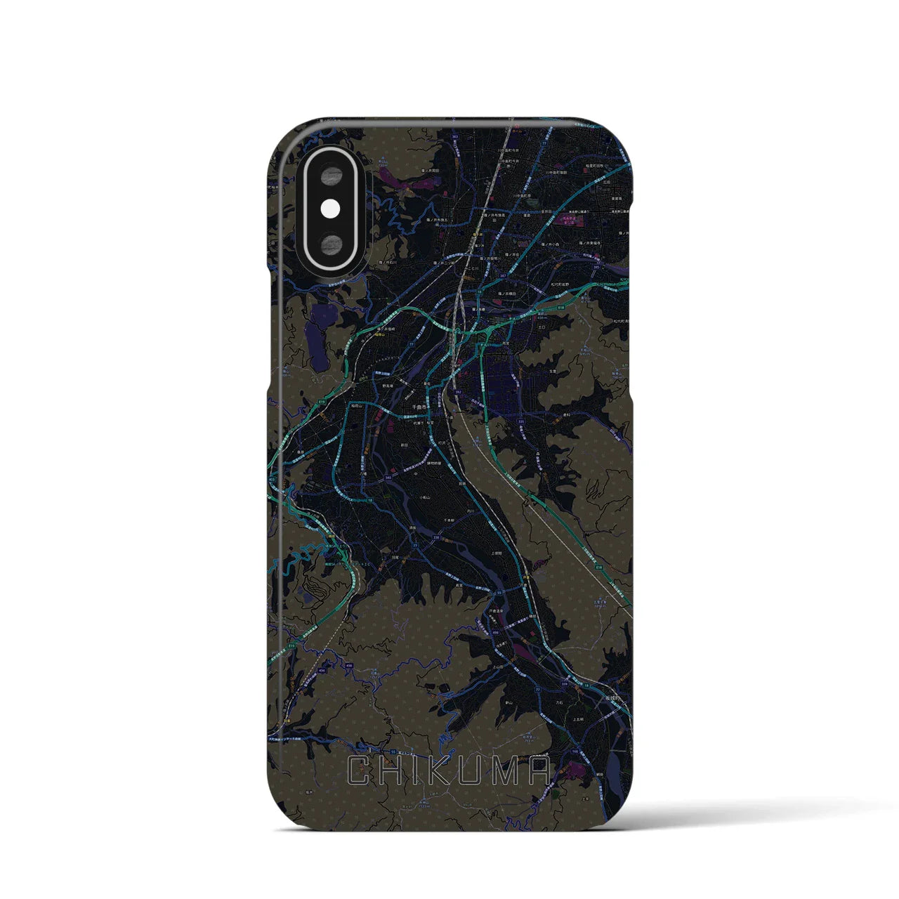 【千曲(長野県)】地図柄iPhoneケース(バックカバータイプ)