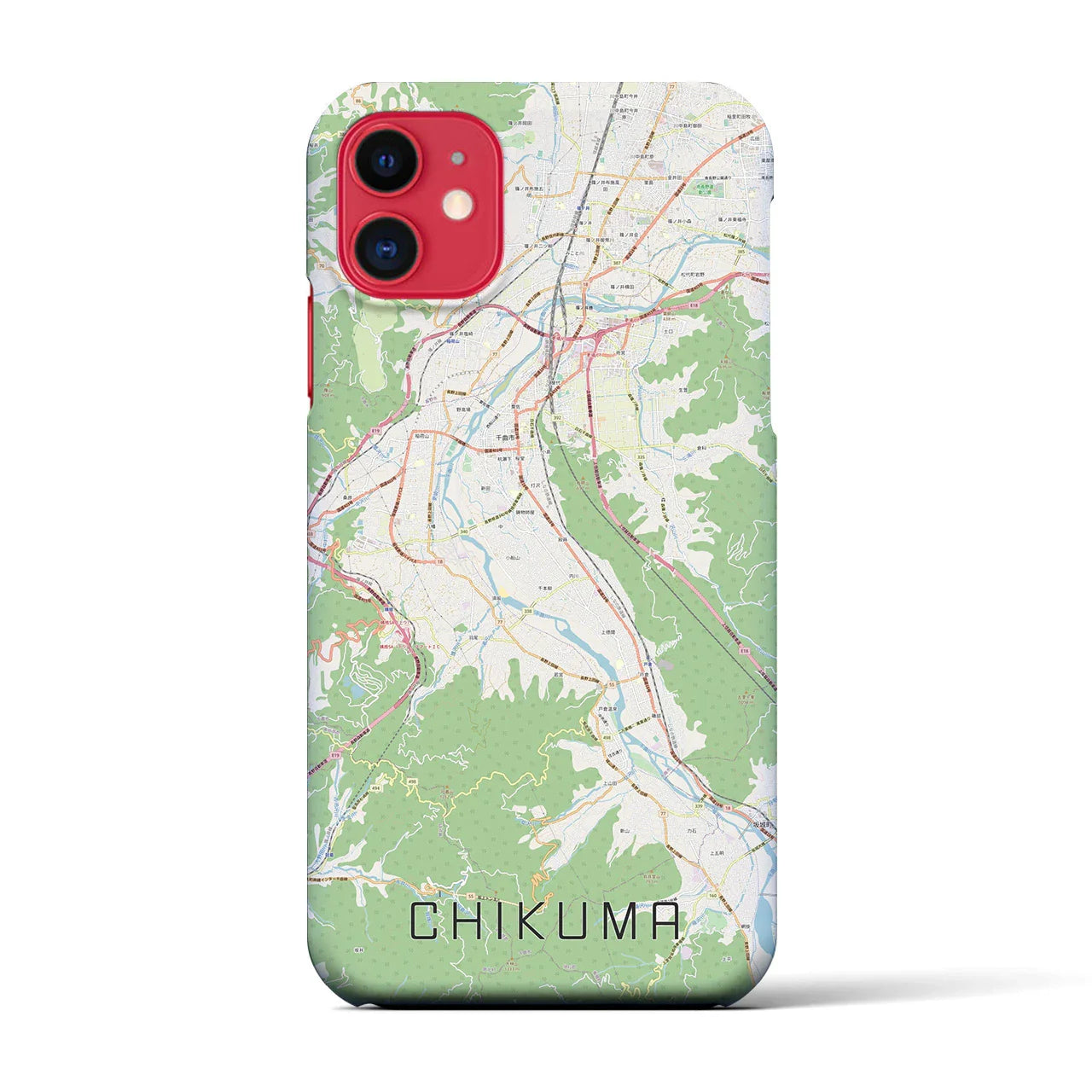 【千曲(長野県)】地図柄iPhoneケース(バックカバータイプ)