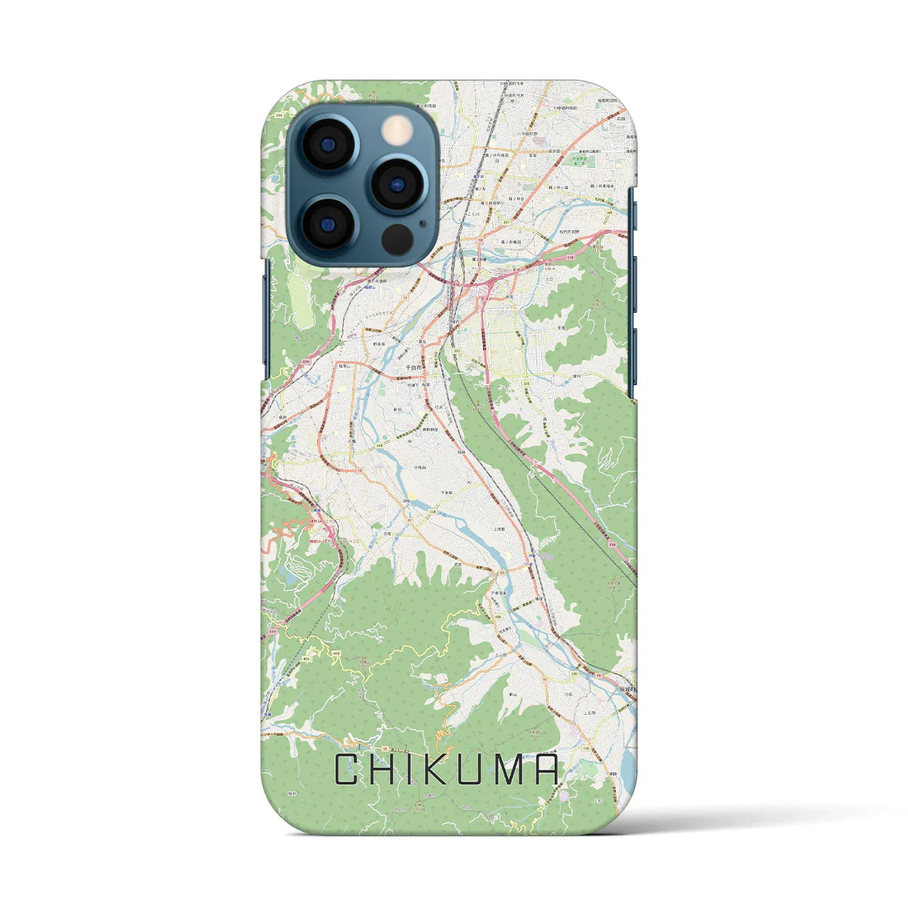 【千曲(長野県)】地図柄iPhoneケース(バックカバータイプ)