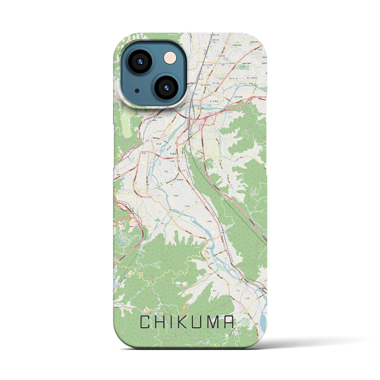 【千曲(長野県)】地図柄iPhoneケース(バックカバータイプ)