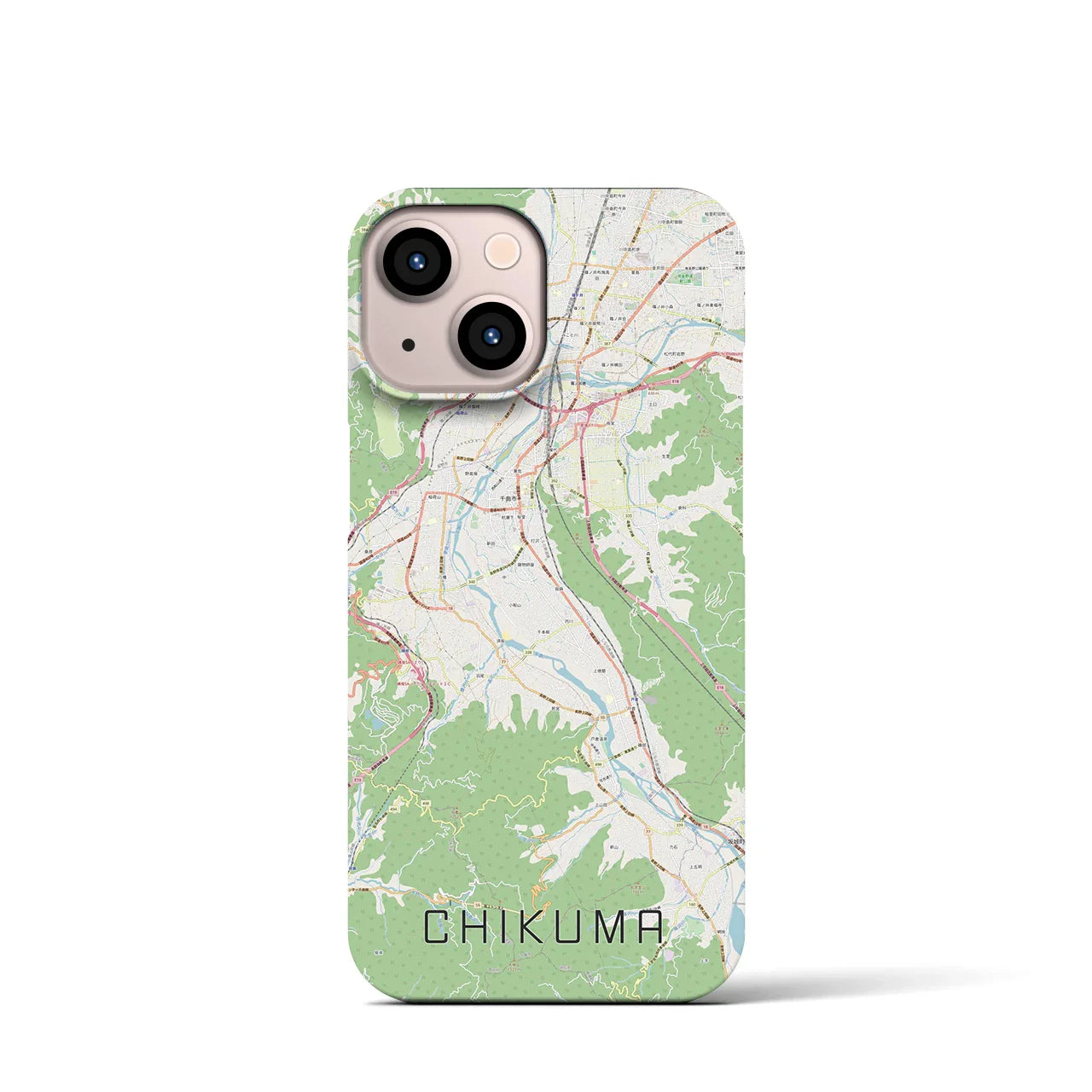 【千曲(長野県)】地図柄iPhoneケース(バックカバータイプ)