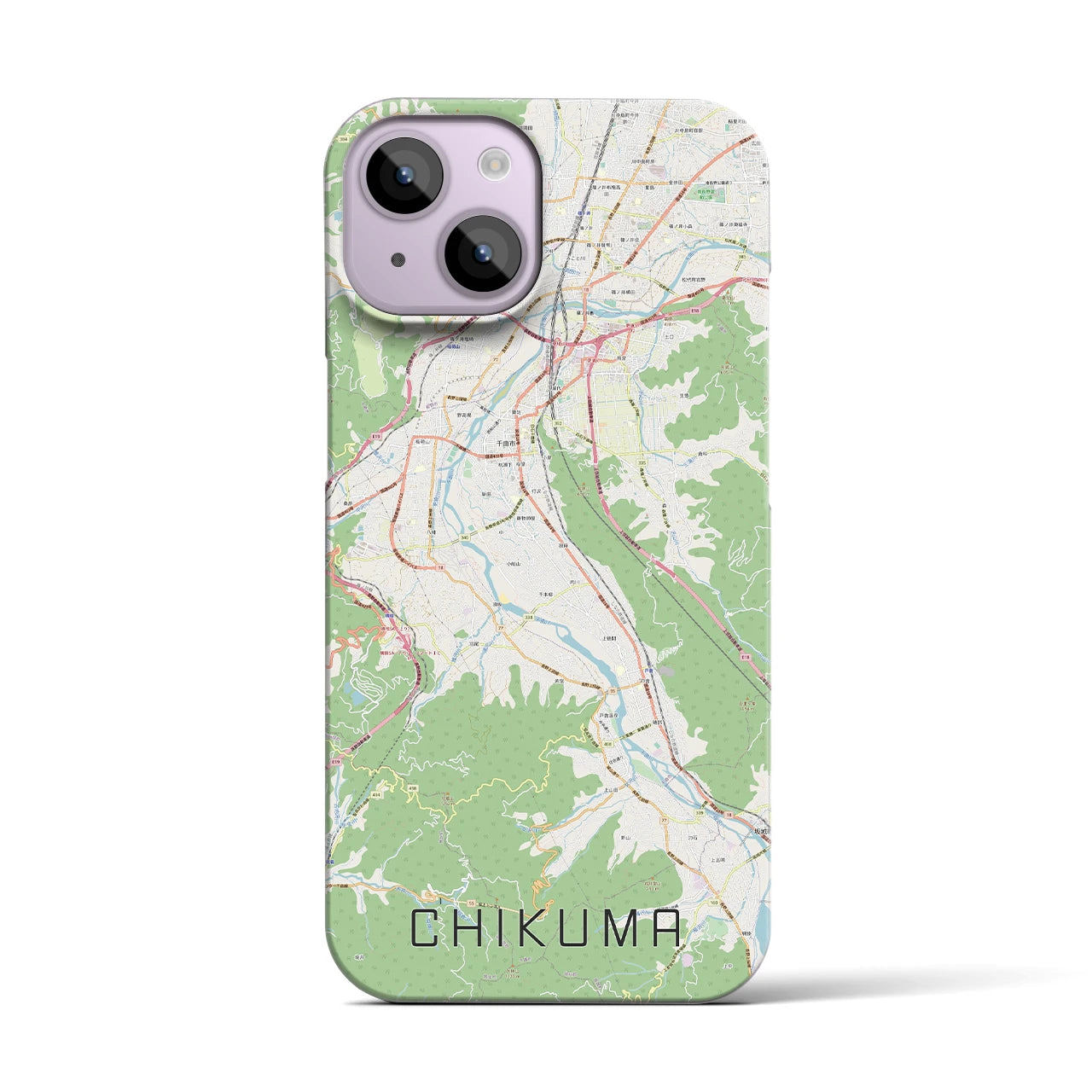 【千曲(長野県)】地図柄iPhoneケース(バックカバータイプ)