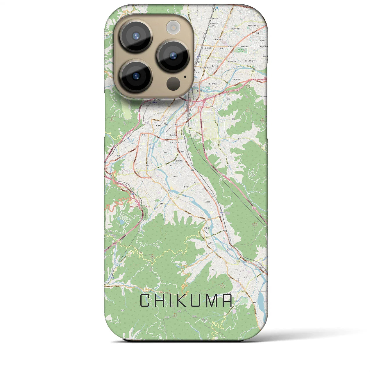 【千曲(長野県)】地図柄iPhoneケース(バックカバータイプ)