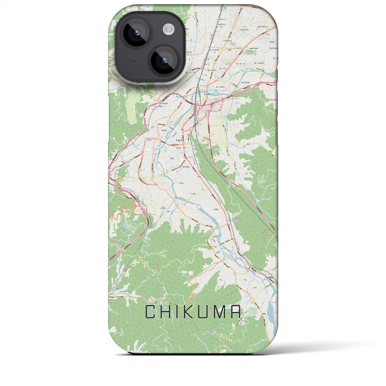 【千曲(長野県)】地図柄iPhoneケース(バックカバータイプ)