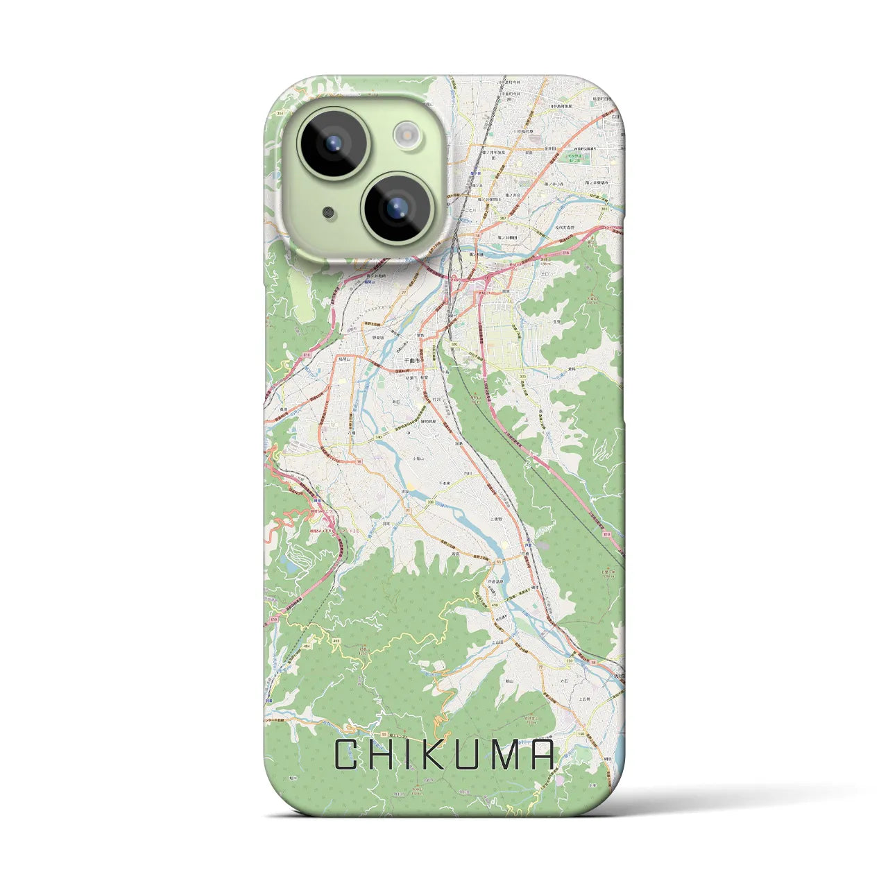 【千曲(長野県)】地図柄iPhoneケース(バックカバータイプ)