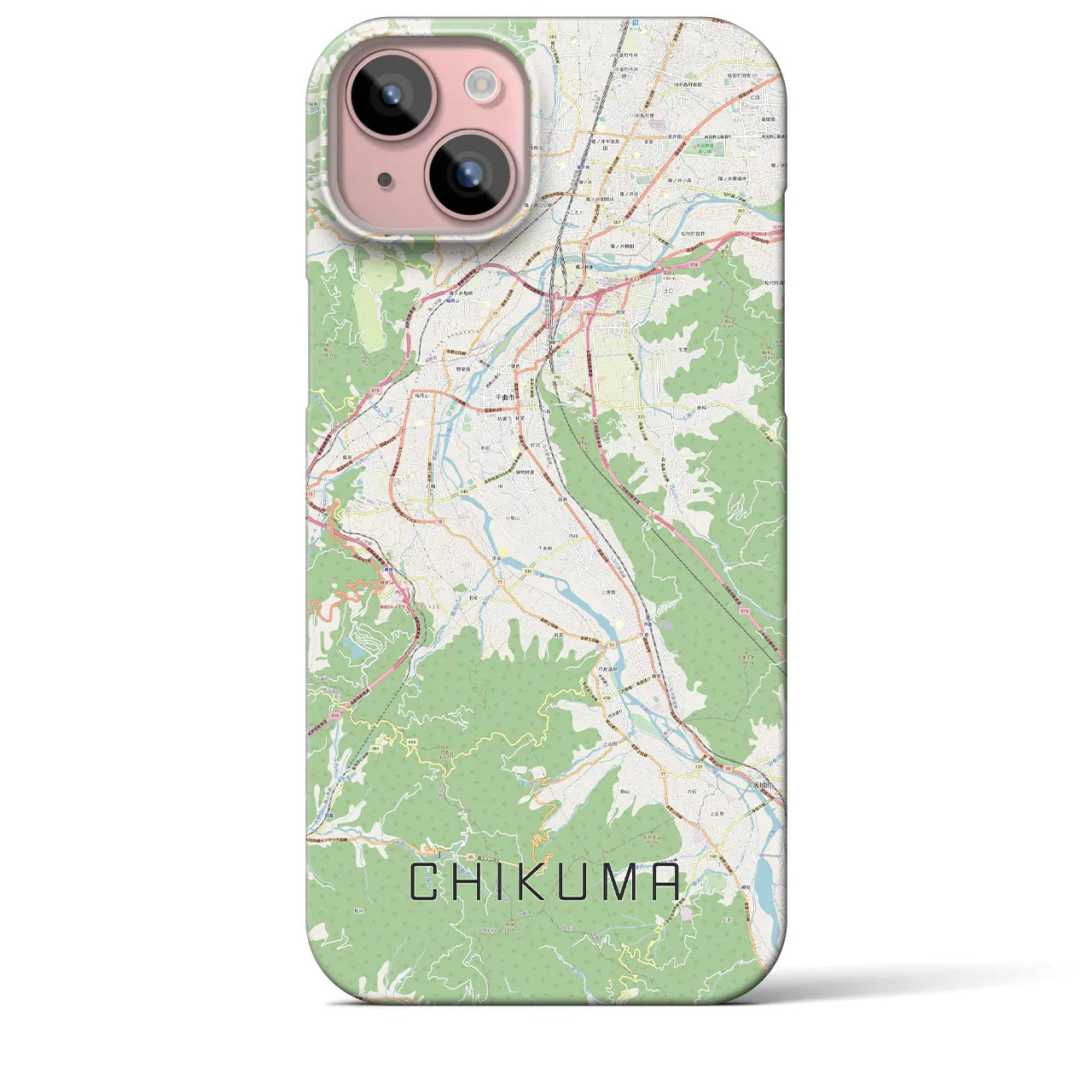 【千曲(長野県)】地図柄iPhoneケース(バックカバータイプ)