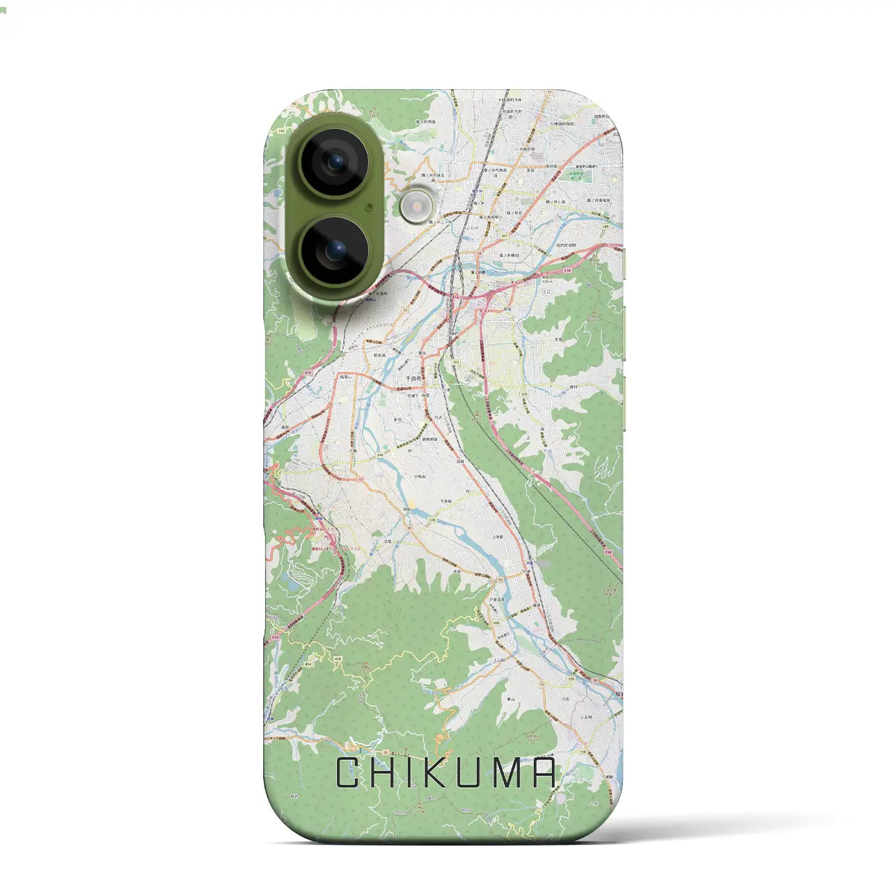 【千曲(長野県)】地図柄iPhoneケース(バックカバータイプ)