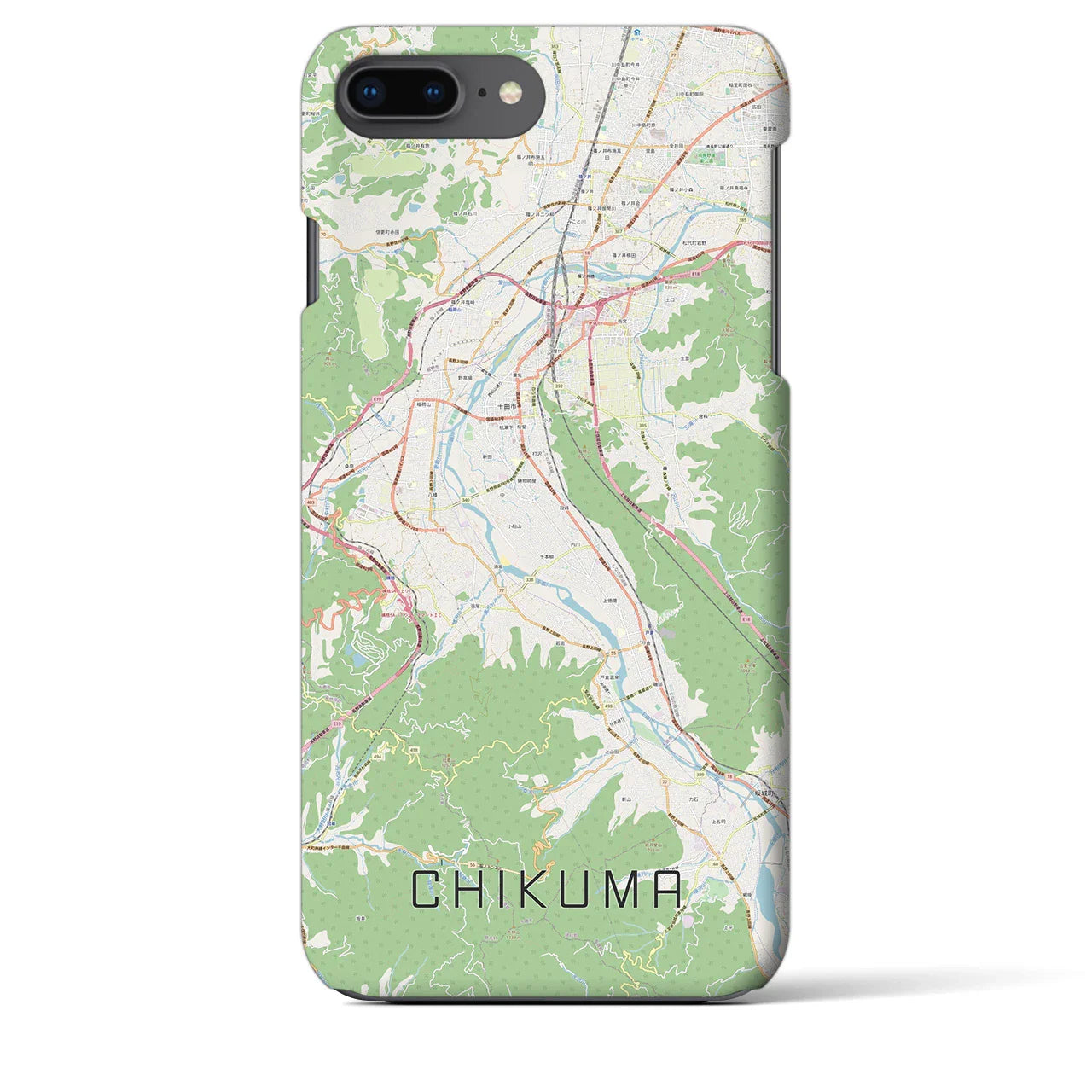【千曲(長野県)】地図柄iPhoneケース(バックカバータイプ)
