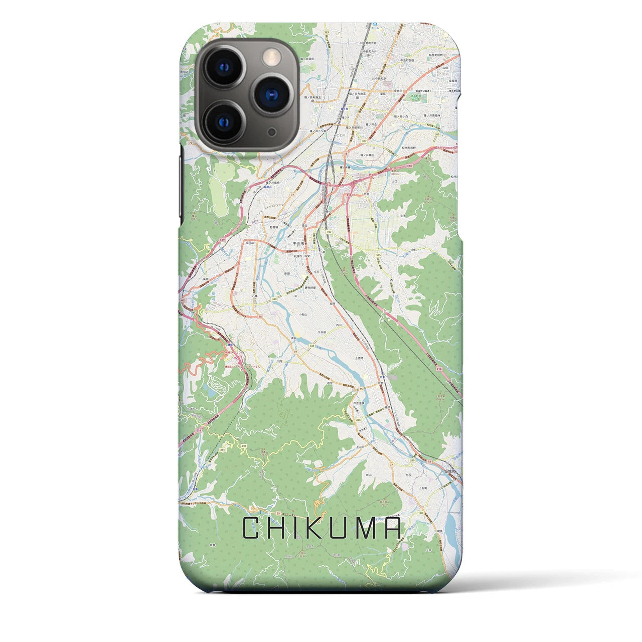 【千曲(長野県)】地図柄iPhoneケース(バックカバータイプ)