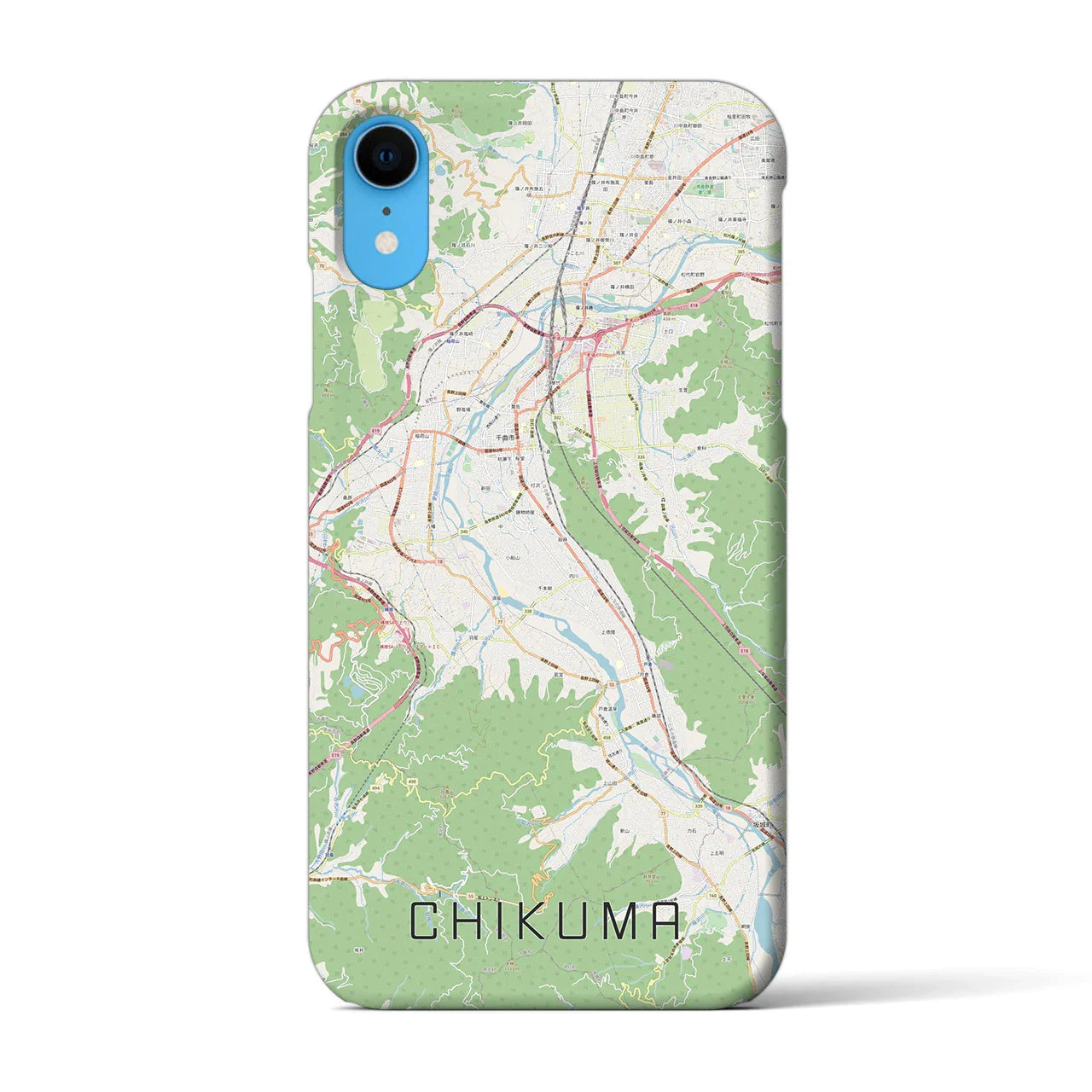 【千曲(長野県)】地図柄iPhoneケース(バックカバータイプ)
