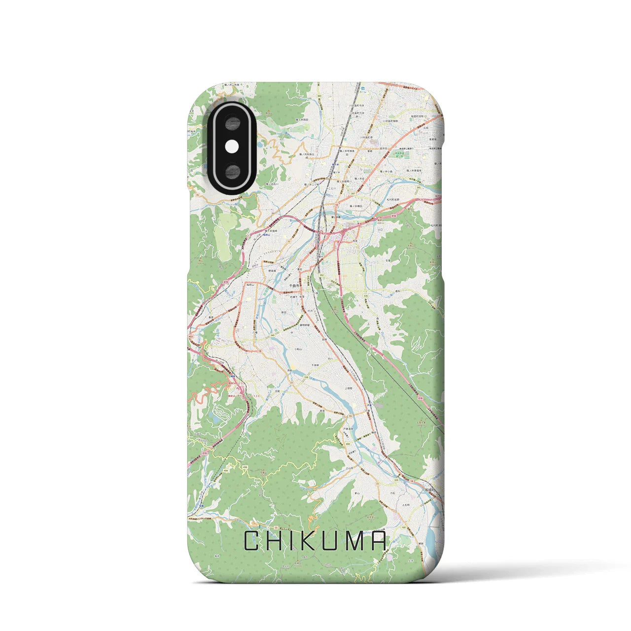 【千曲(長野県)】地図柄iPhoneケース(バックカバータイプ)