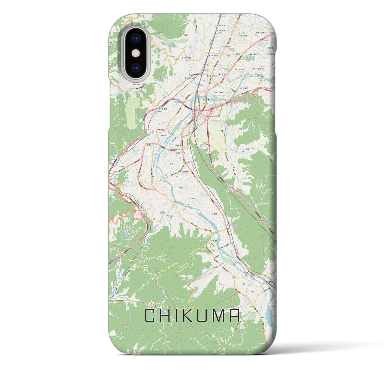 【千曲(長野県)】地図柄iPhoneケース(バックカバータイプ)