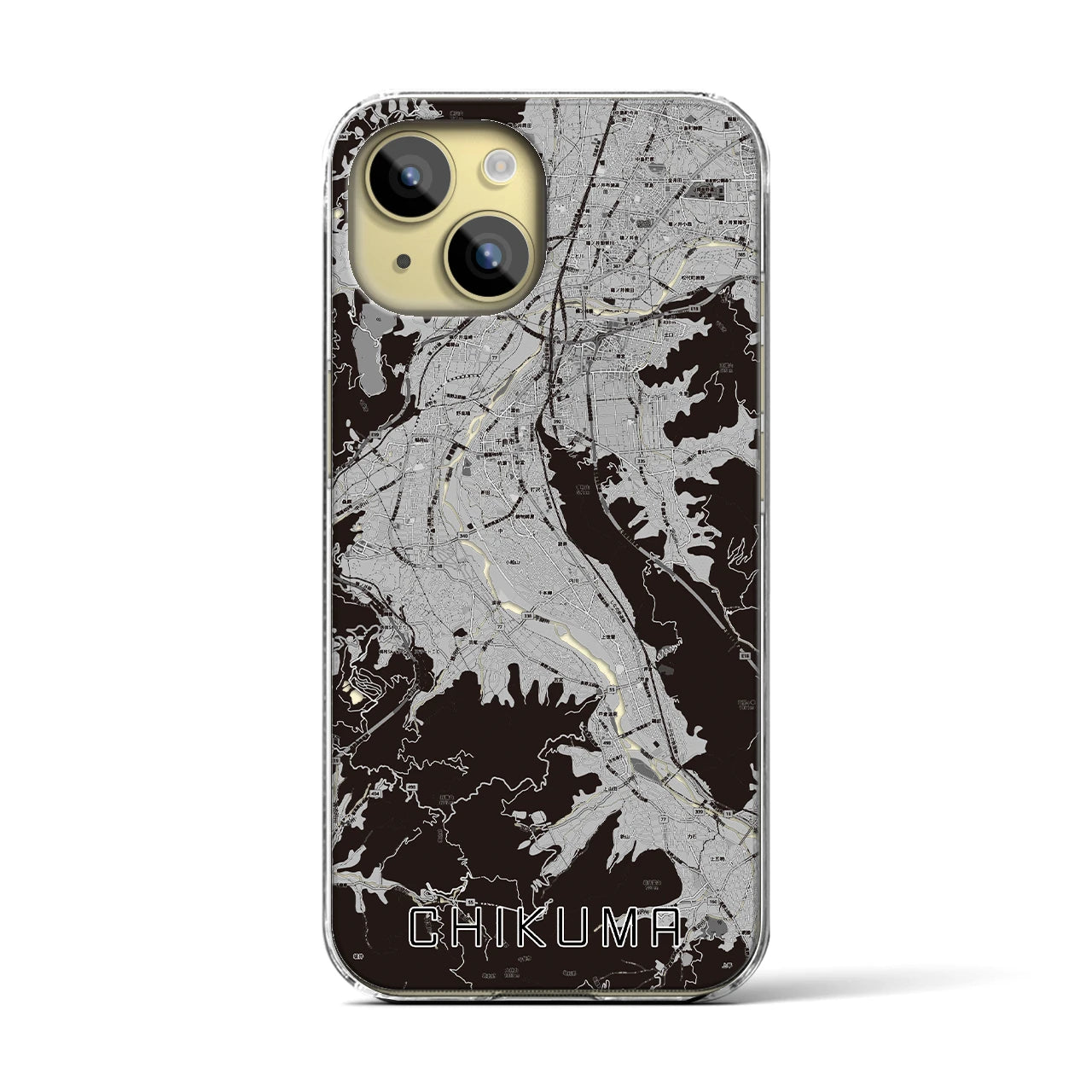 【千曲(長野県)】地図柄iPhoneケース(クリアタイプ)