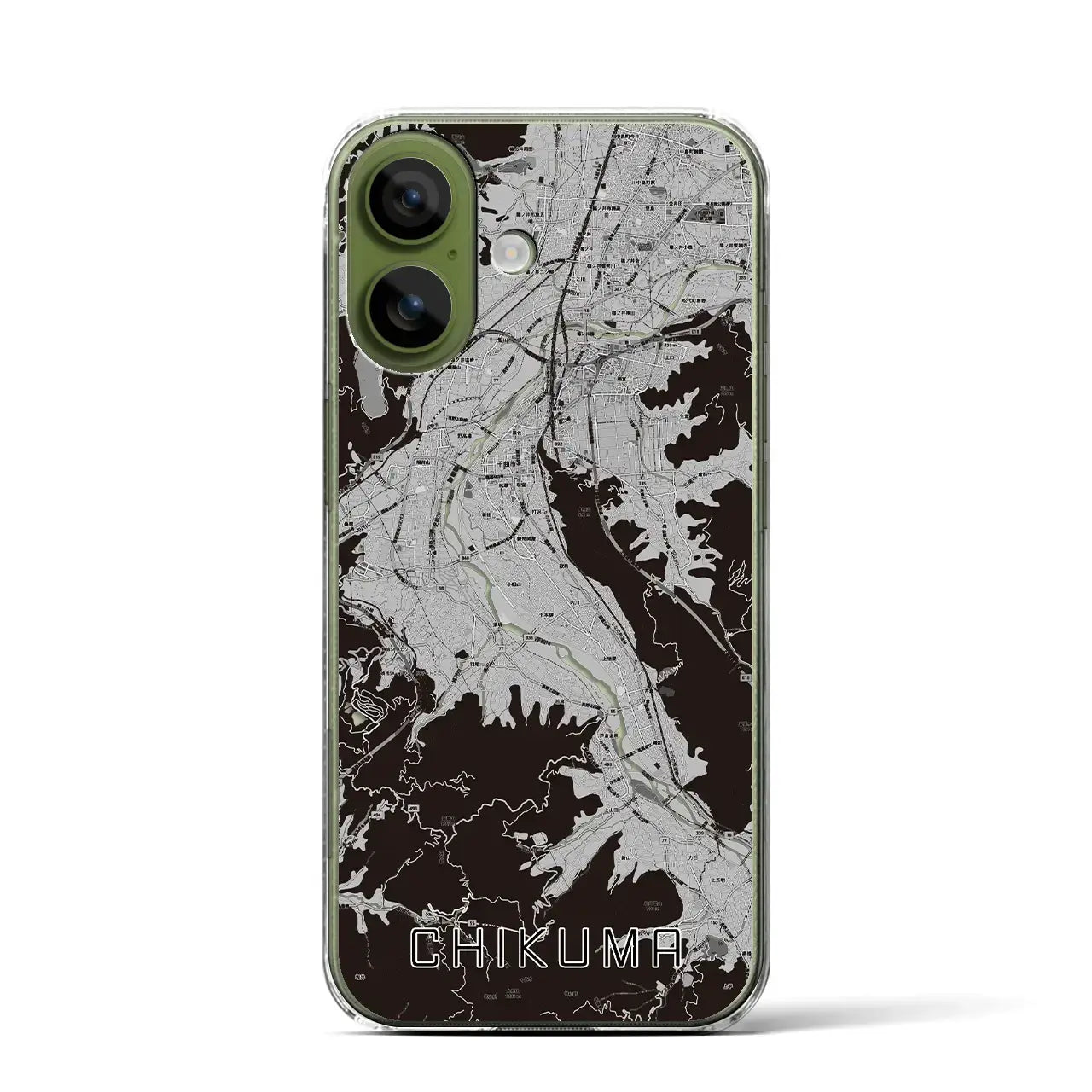 【千曲(長野県)】地図柄iPhoneケース(クリアタイプ)モノトーン・iPhone 17 Pro Max 用