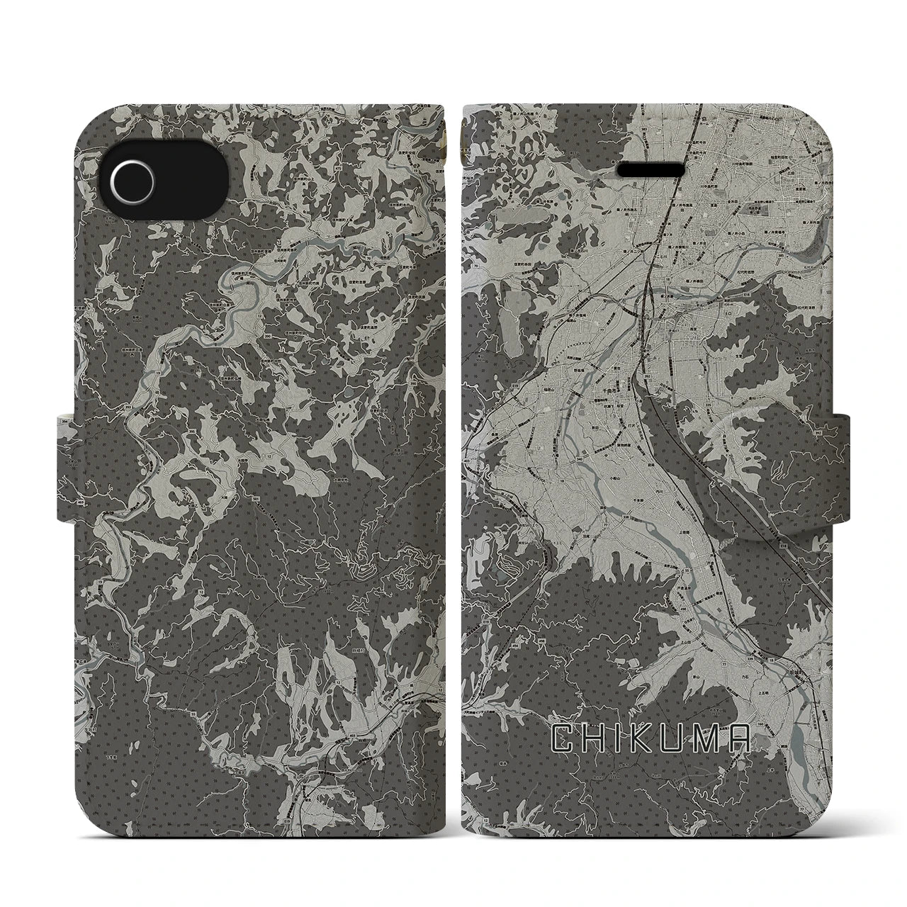 【千曲(長野県)】地図柄iPhoneケース(手帳タイプ)