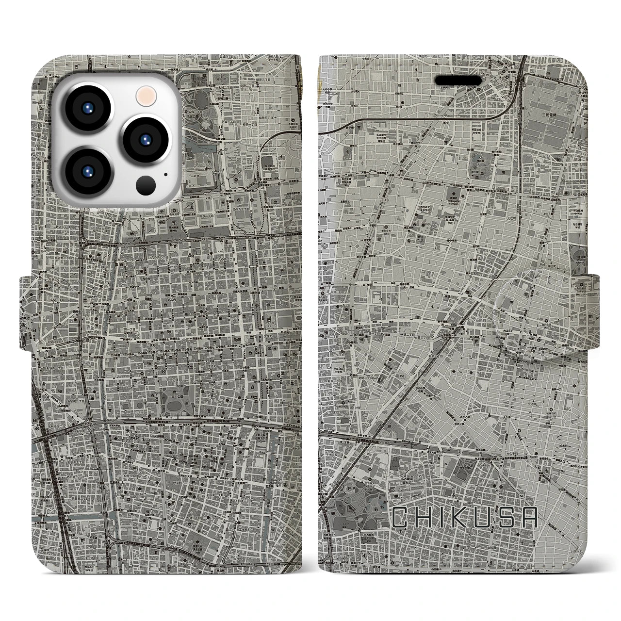 【千種(愛知県)】地図柄iPhoneケース(手帳タイプ)