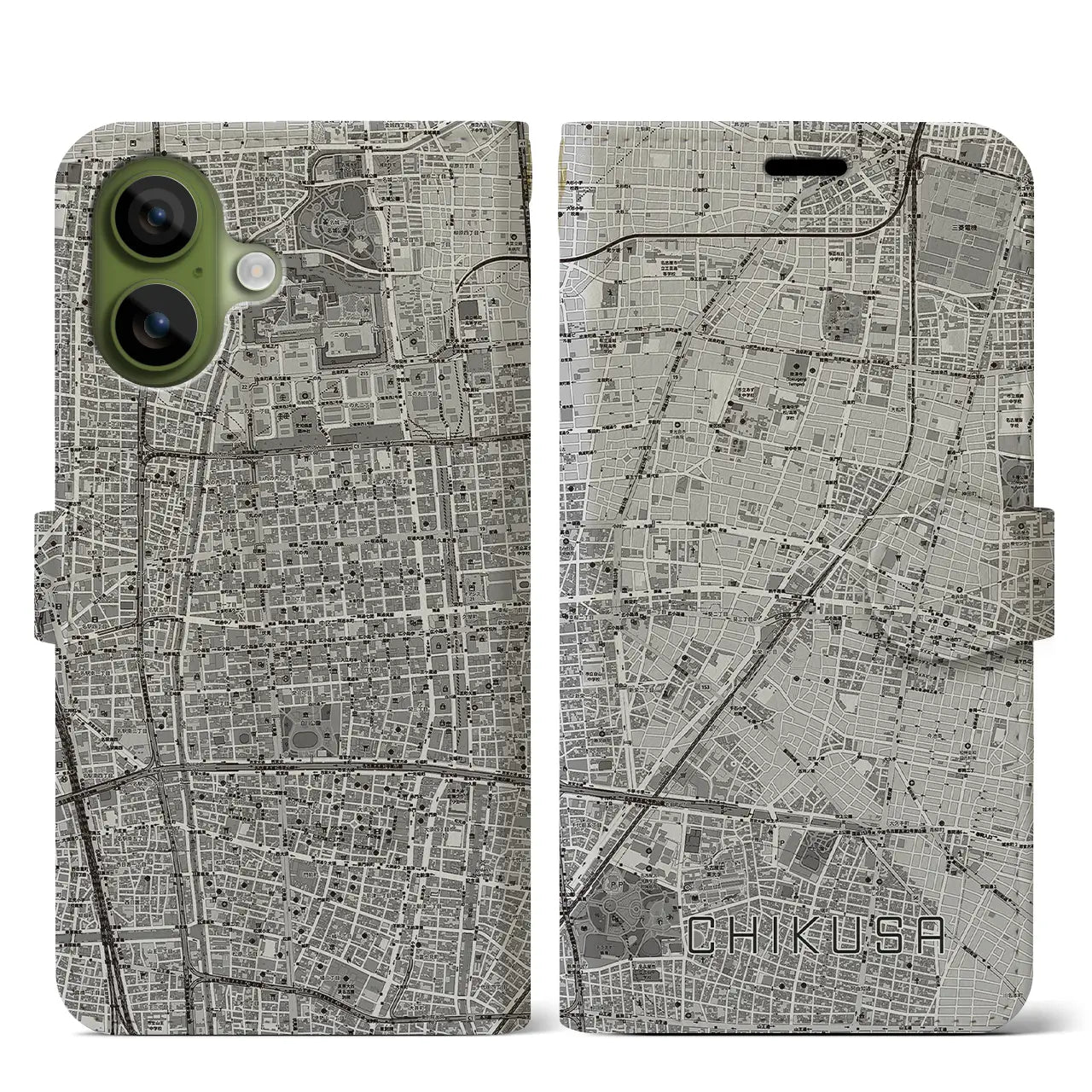 【千種(愛知県)】地図柄iPhoneケース(手帳タイプ)