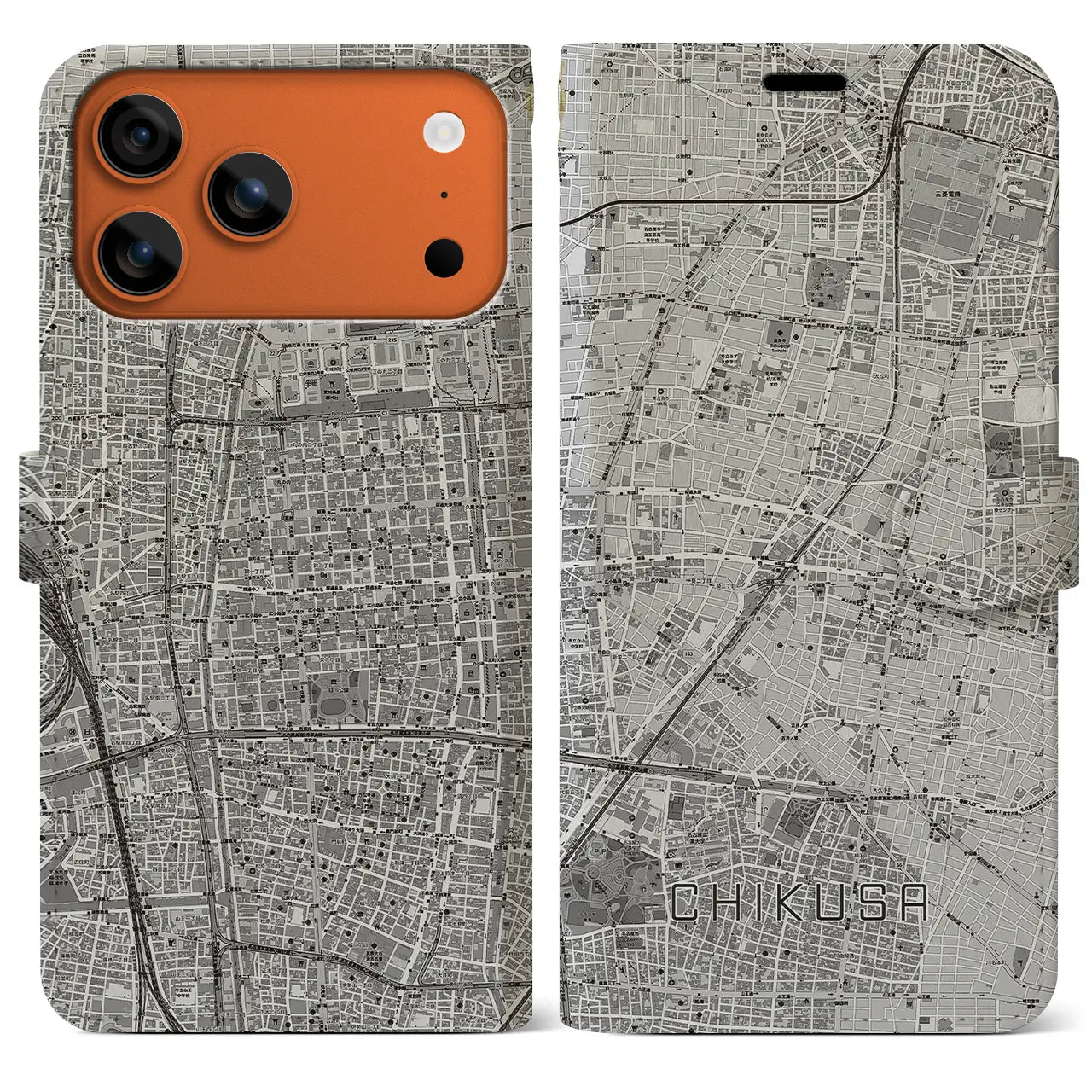 【千種(愛知県)】地図柄iPhoneケース(手帳タイプ)