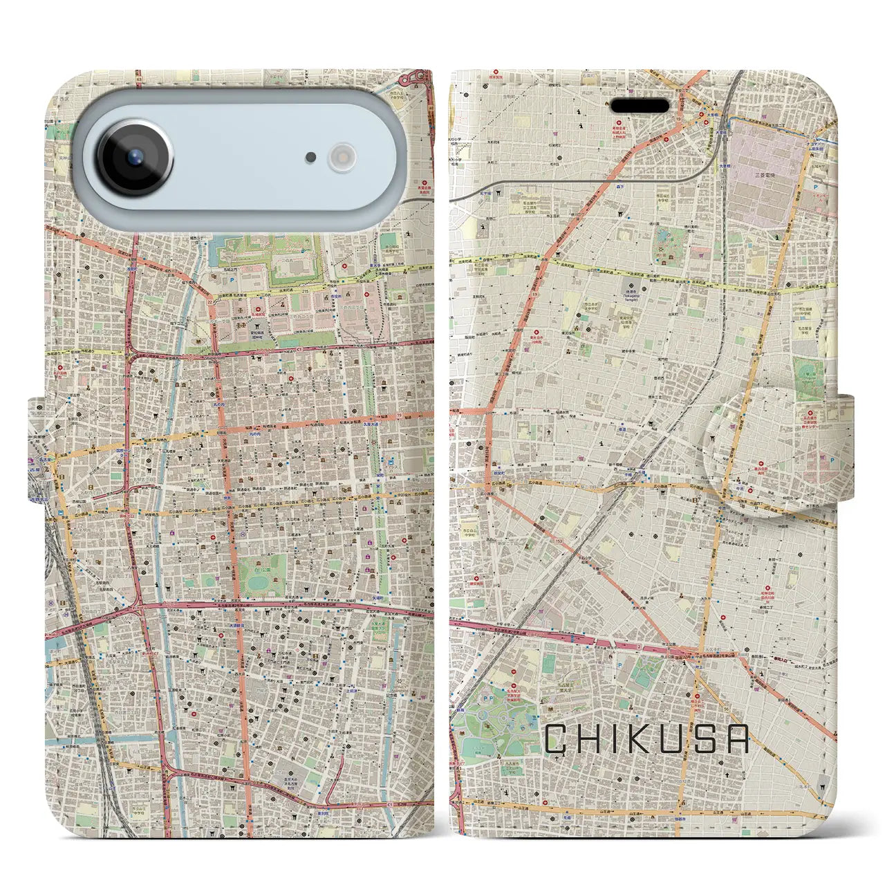 【千種(愛知県)】地図柄iPhoneケース(手帳タイプ)