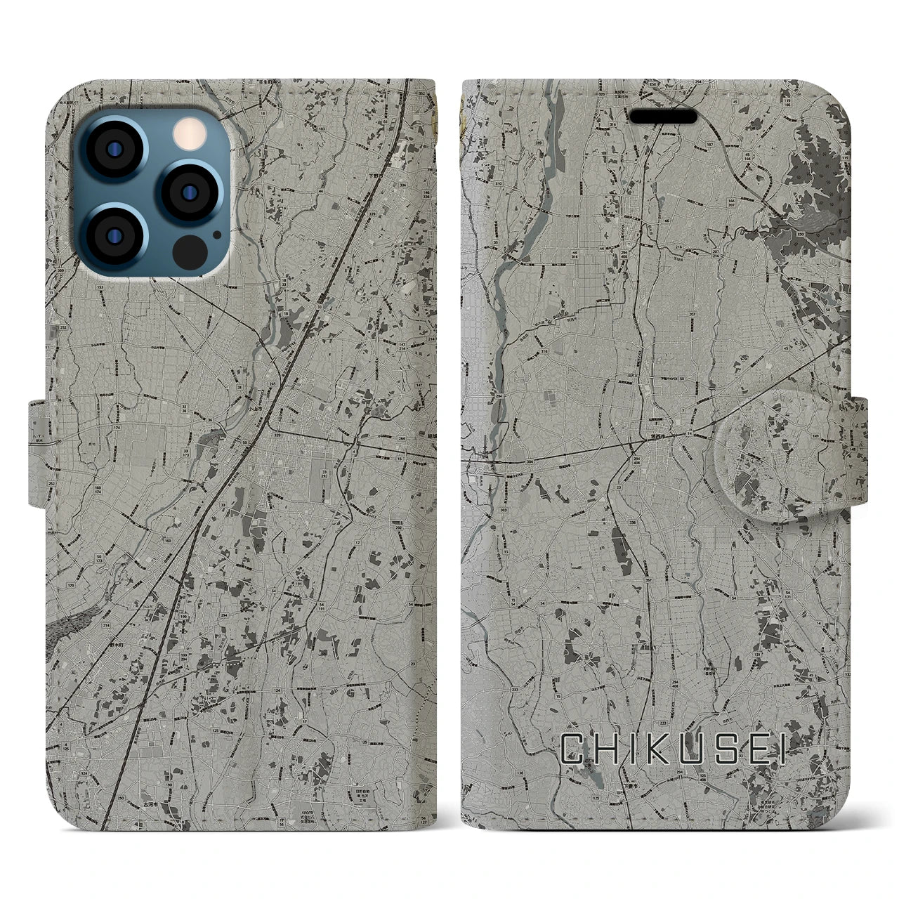 【筑西(茨城県)】地図柄iPhoneケース(手帳タイプ)