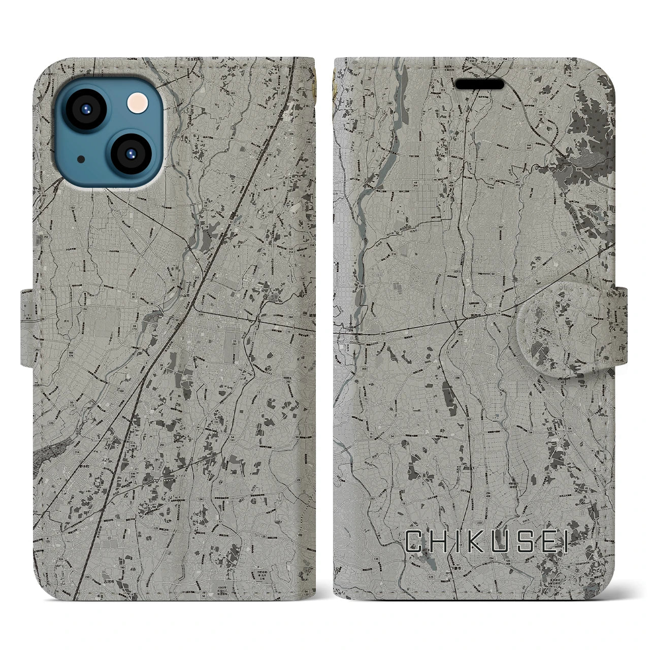 【筑西(茨城県)】地図柄iPhoneケース(手帳タイプ)