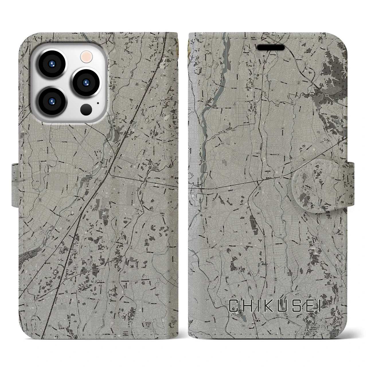 【筑西(茨城県)】地図柄iPhoneケース(手帳タイプ)