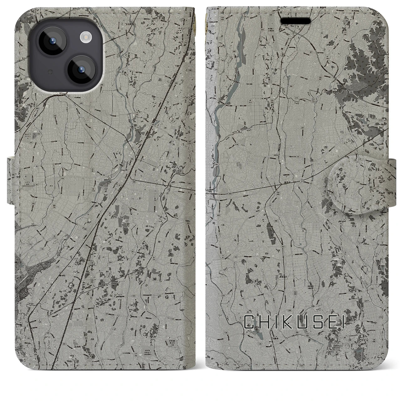 【筑西(茨城県)】地図柄iPhoneケース(手帳タイプ)