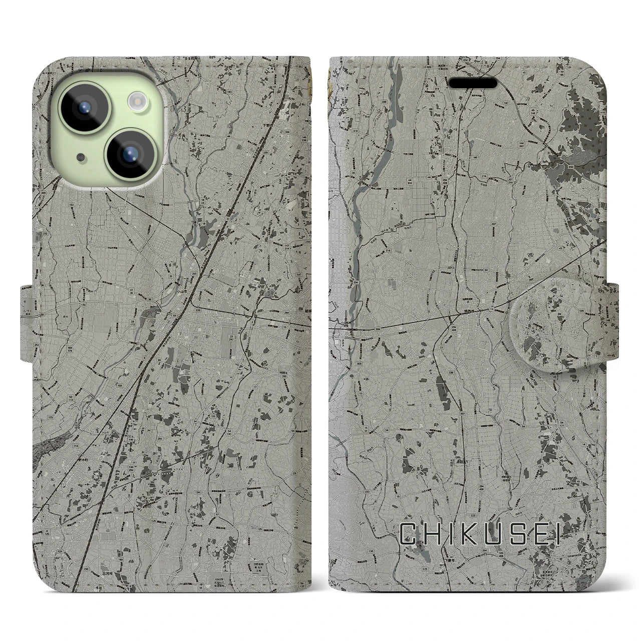 【筑西(茨城県)】地図柄iPhoneケース(手帳タイプ)